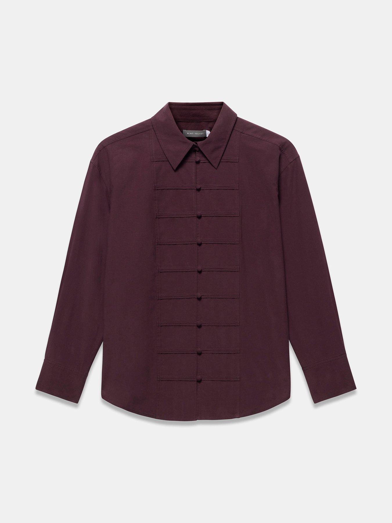 Image 5 of 6 of Mint Velvet Cotton Military Shirt - Burgundy