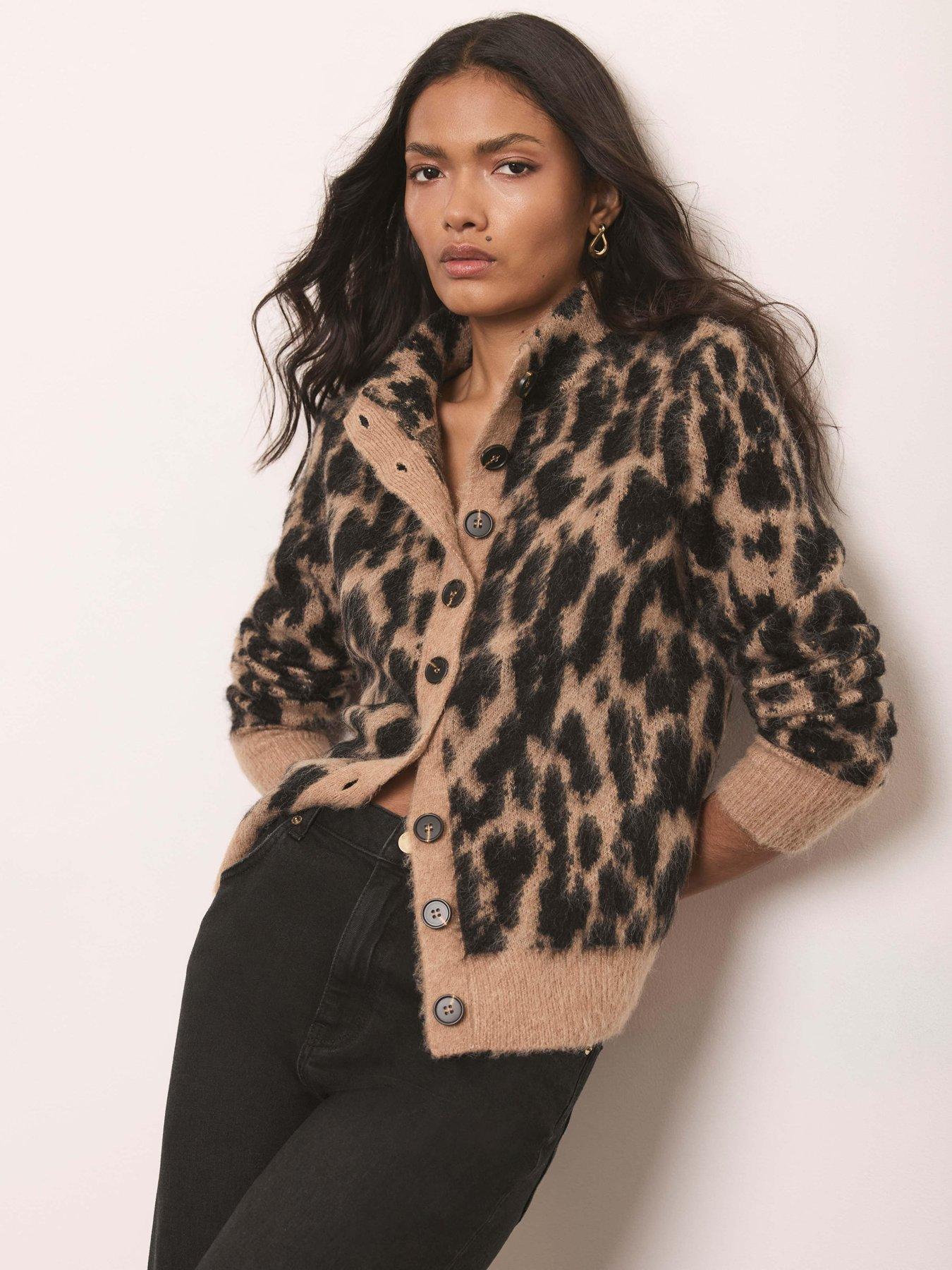Mint Velvet Neutral Animal Cardigan - Brown