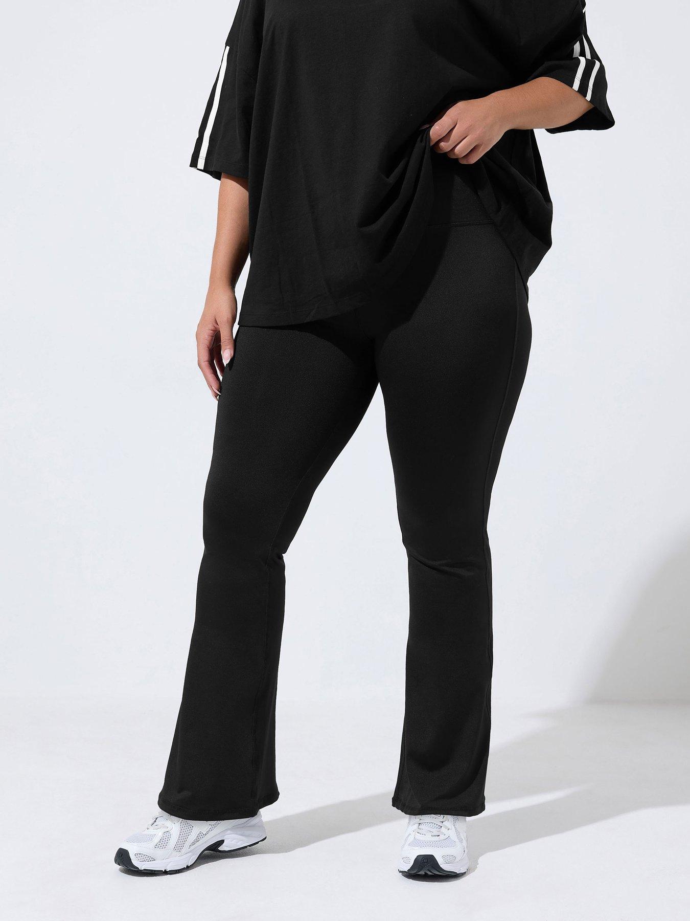 Image 1 of 4 of Yours Womens Curve Flared Pull-On Leggings - Black