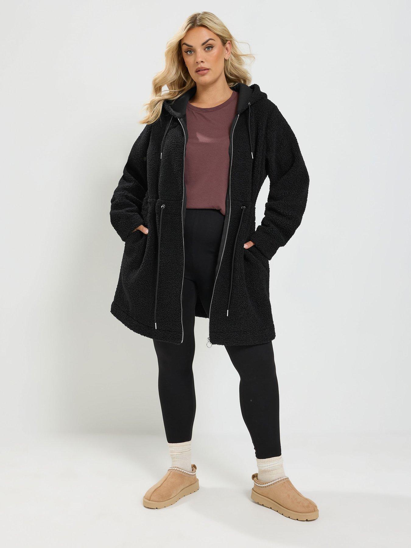 Image 3 of 4 of Yours Womens Plus Size Borg Fleece Zip Through Tunic - Black