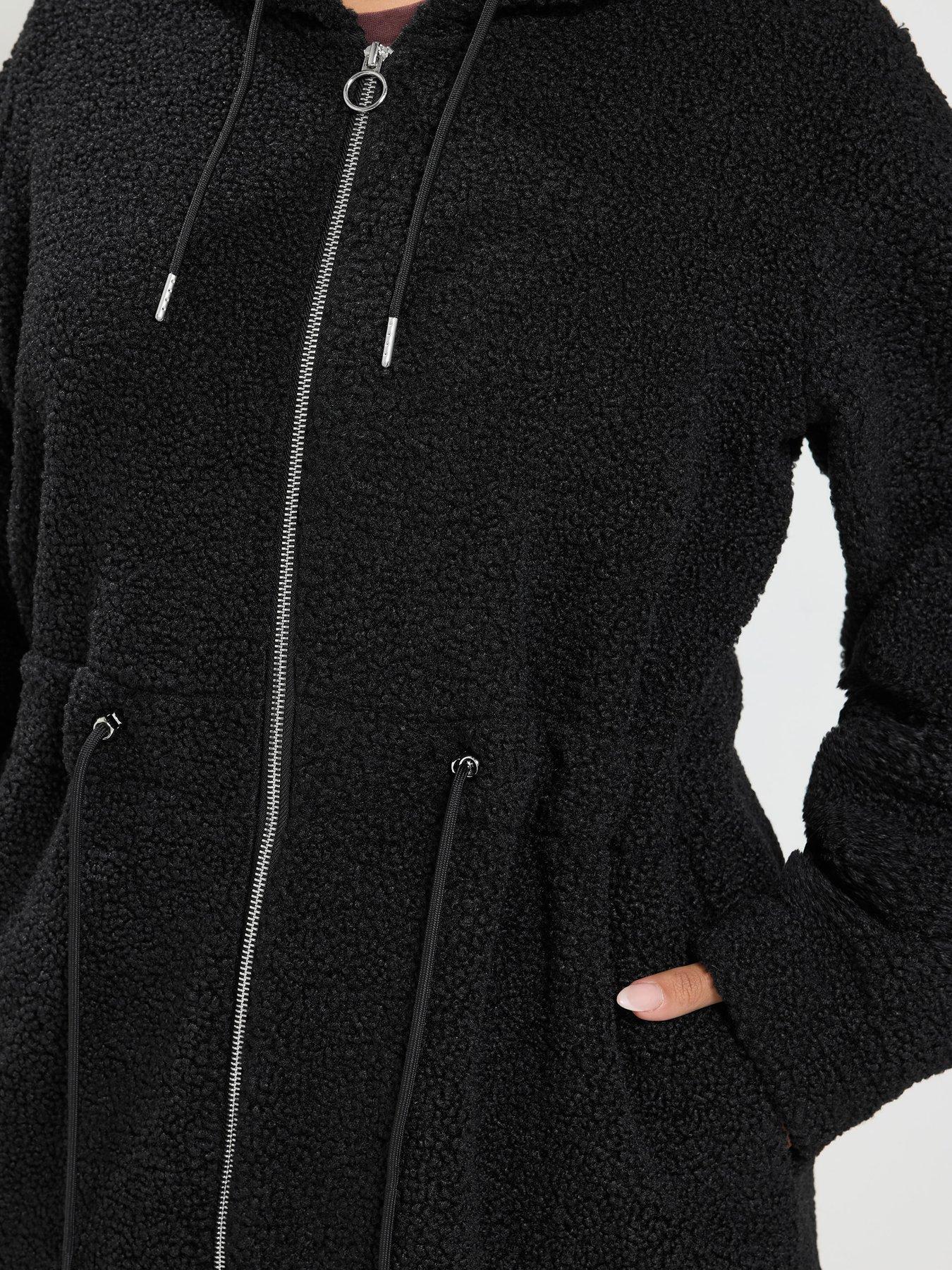 Image 4 of 4 of Yours Womens Plus Size Borg Fleece Zip Through Tunic - Black