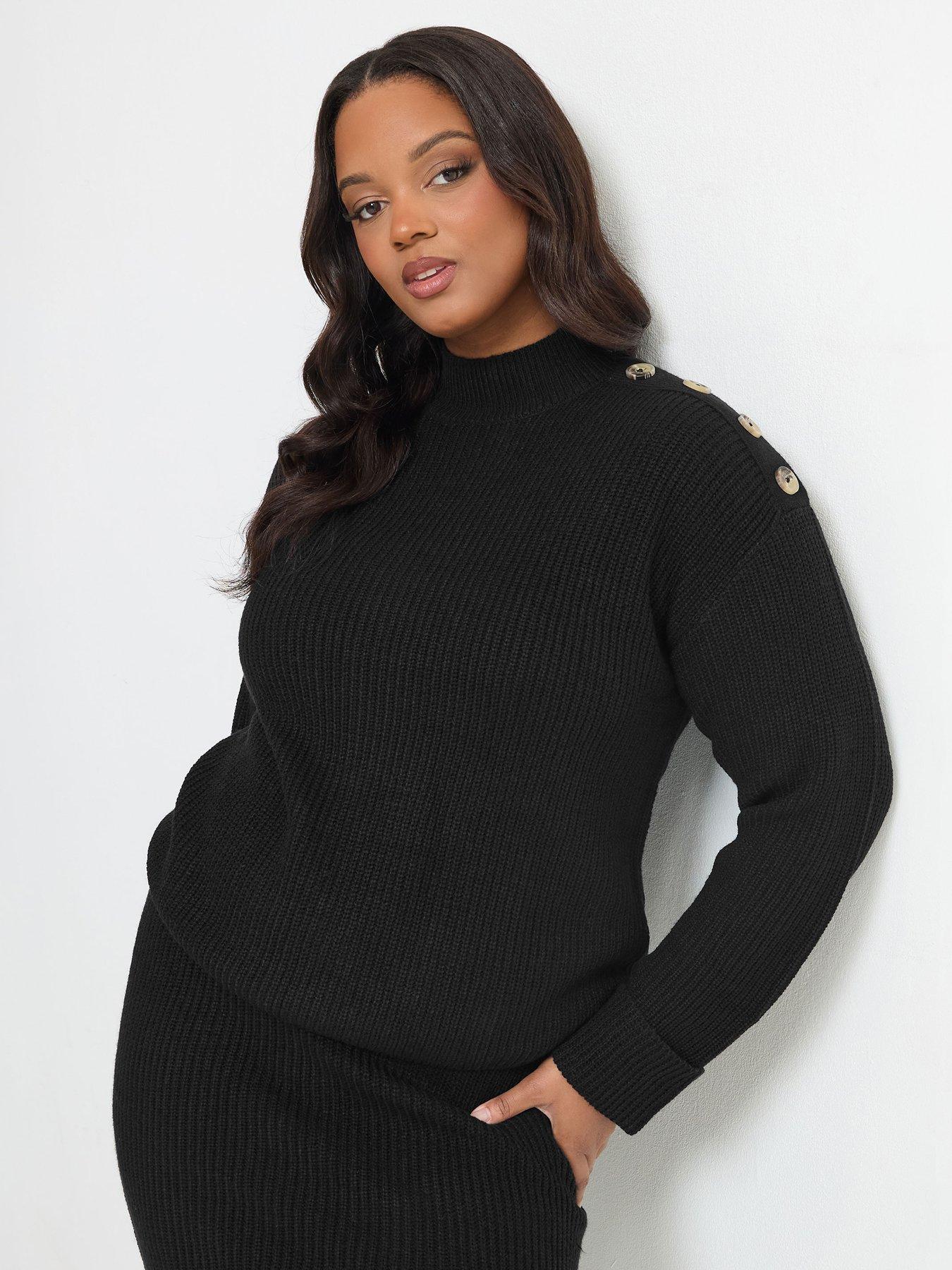 Image 1 of 4 of Yours Curve High Neck Wide Sleeve Jumper
