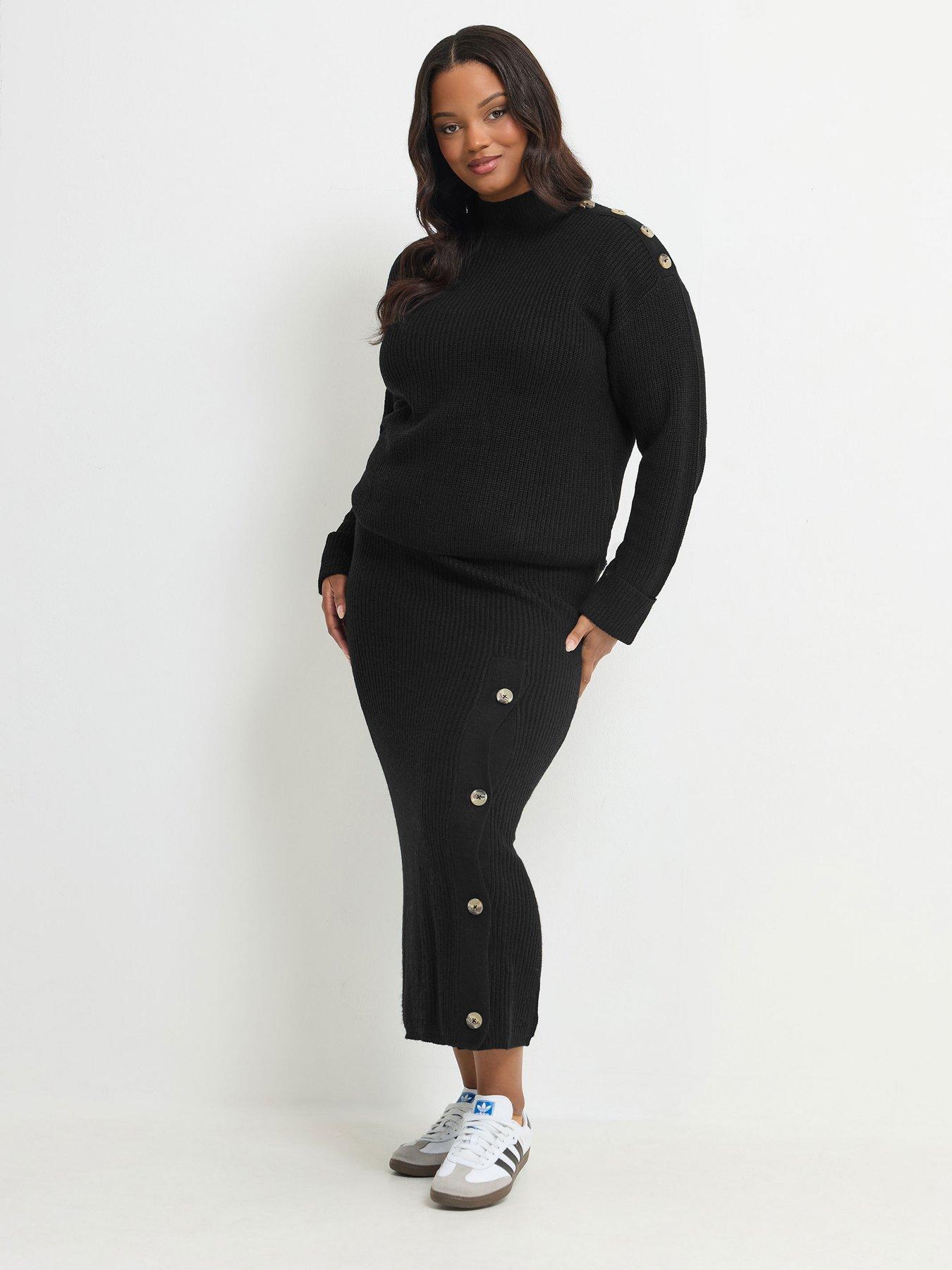 Image 3 of 4 of Yours Curve High Neck Wide Sleeve Jumper