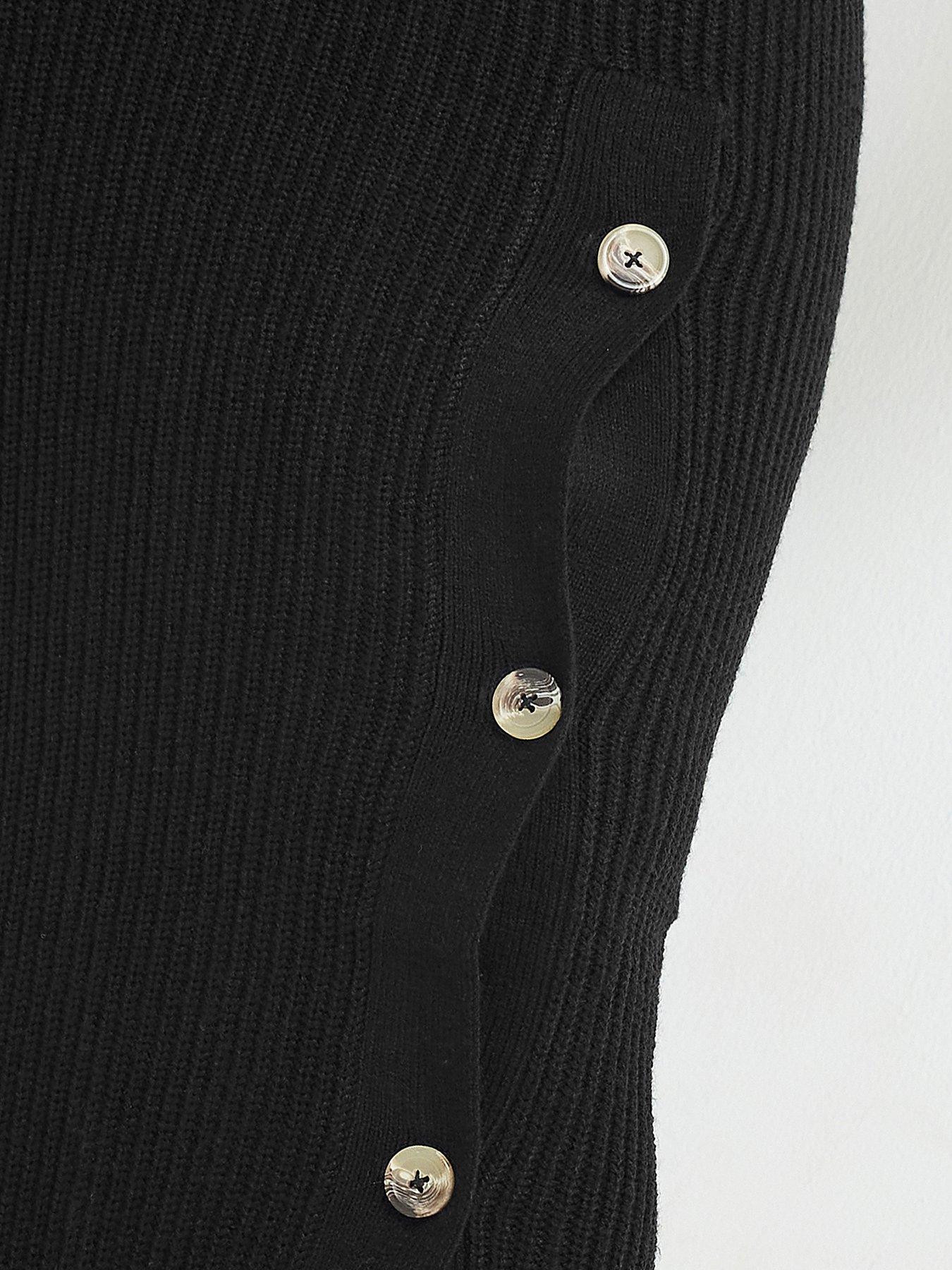 Image 4 of 4 of Yours Womens Curve Button Detail Knitted Skirt - Black
