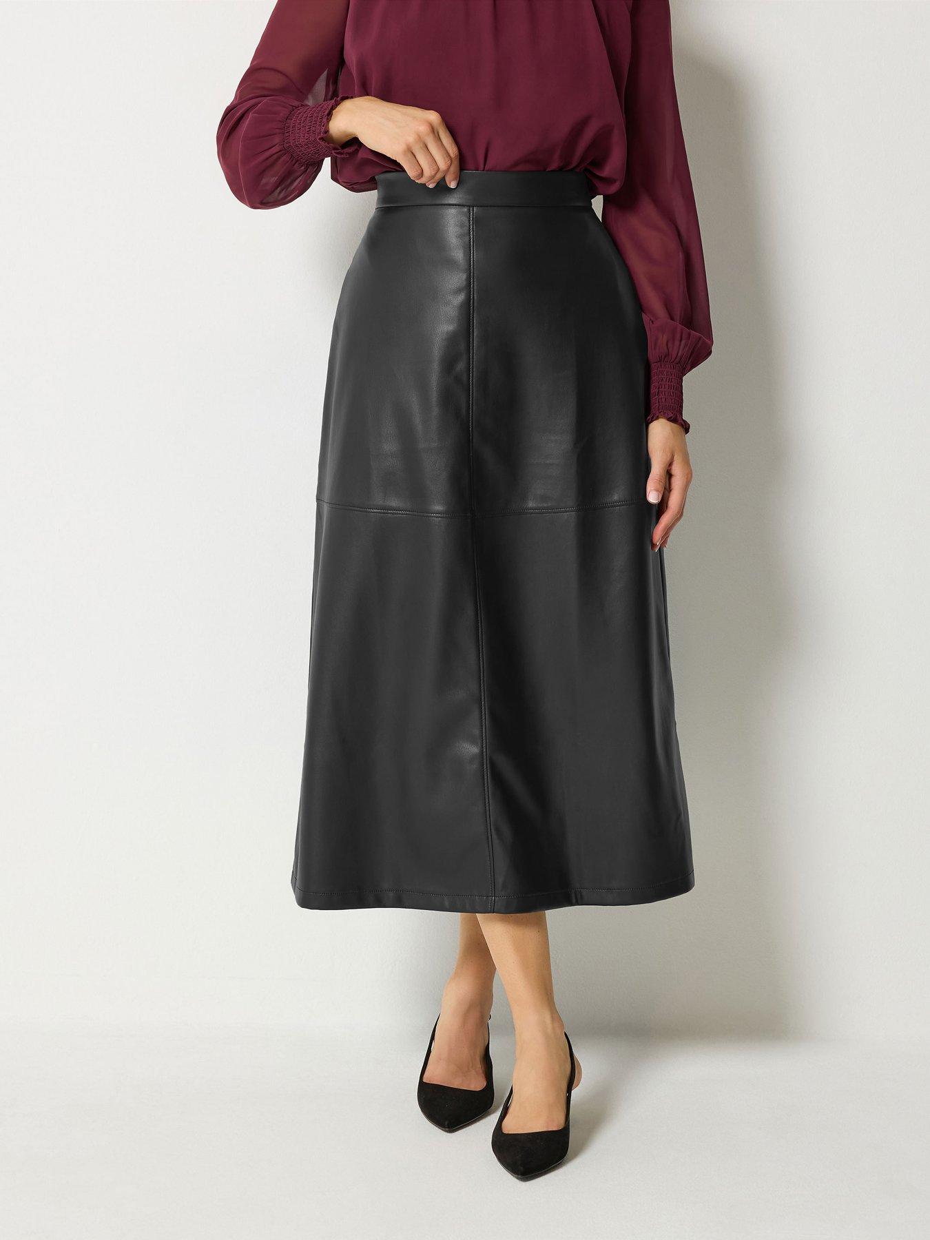 Image 1 of 4 of Long Tall Sally Womens Tall Faux Leather Maxi Skirt - Black