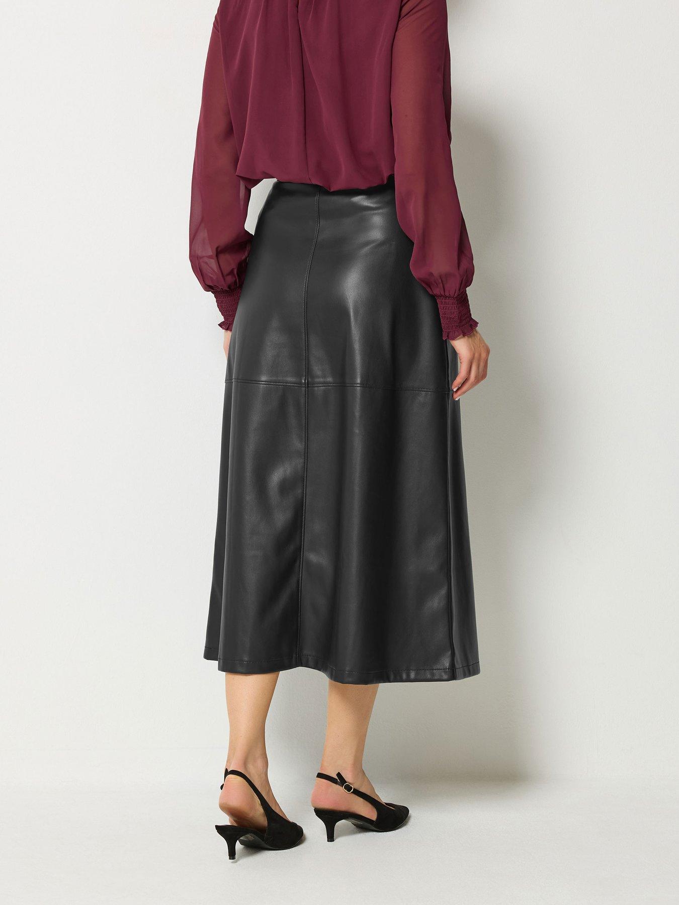 Image 2 of 4 of Long Tall Sally Womens Tall Faux Leather Maxi Skirt - Black