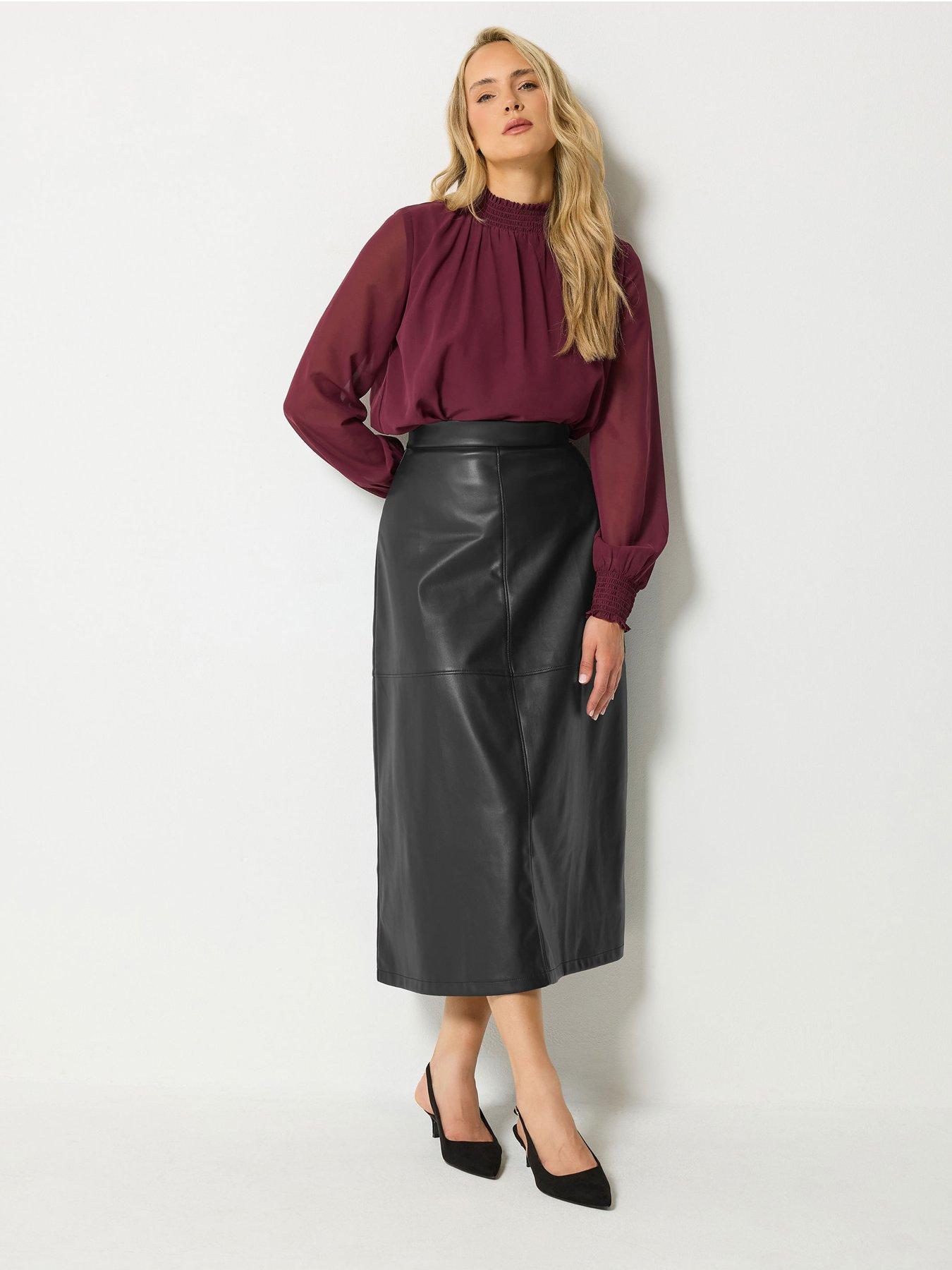 Image 3 of 4 of Long Tall Sally Womens Tall Faux Leather Maxi Skirt - Black