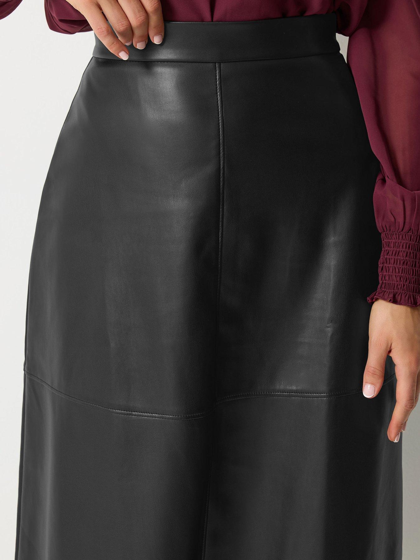 Image 4 of 4 of Long Tall Sally Womens Tall Faux Leather Maxi Skirt - Black
