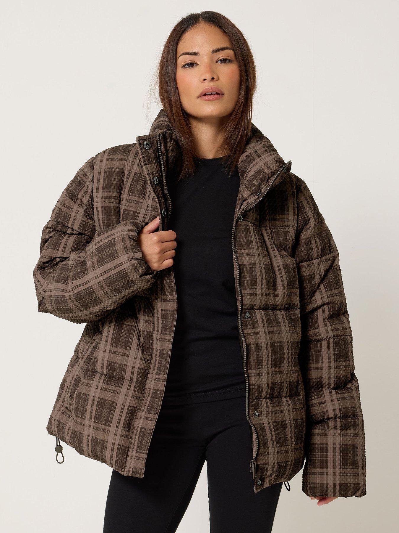 Image 1 of 4 of PixieGirl Petite Check Puffer Coat