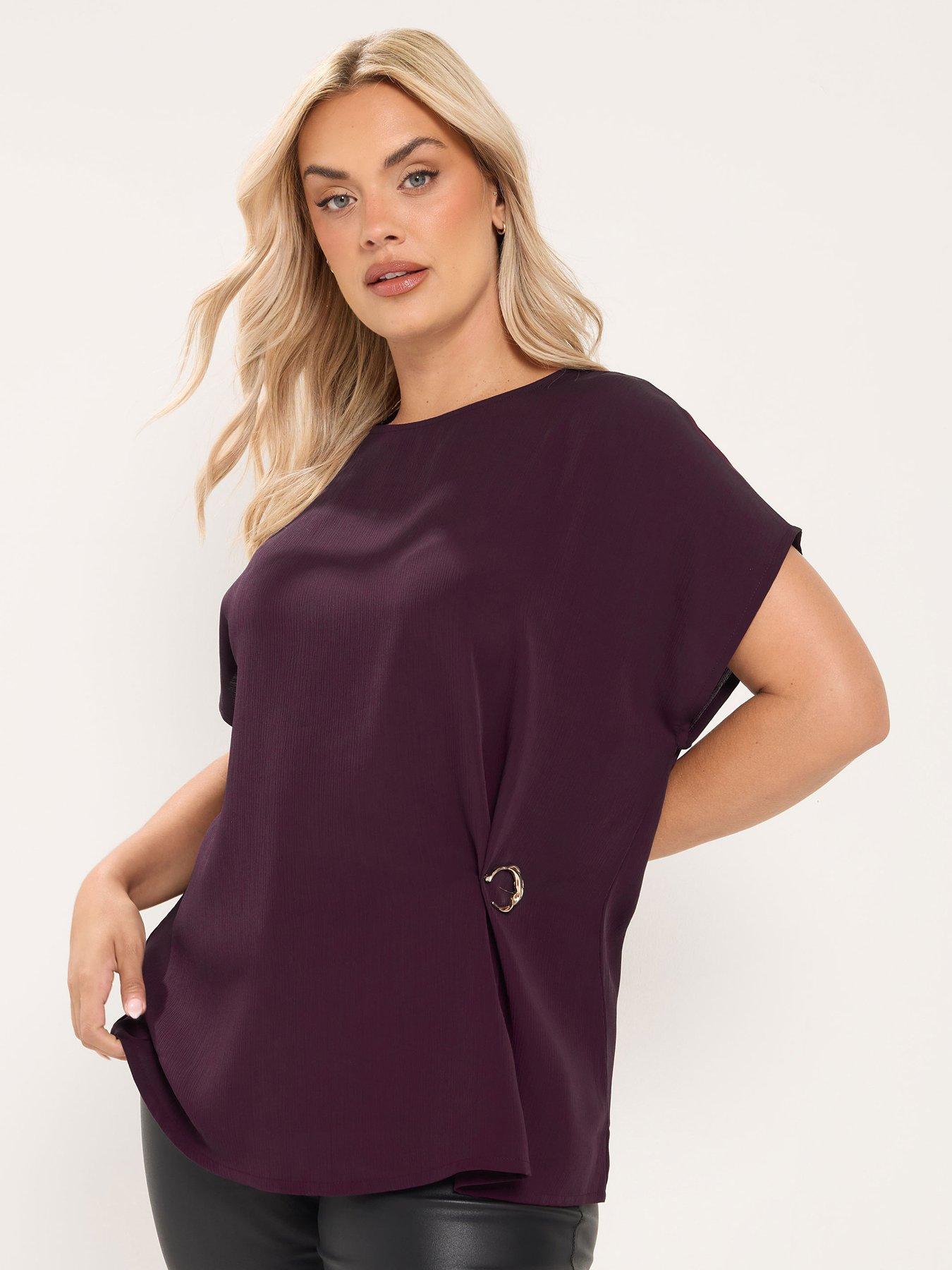 Image 1 of 4 of Yours Curve Plisse Knot Front Top