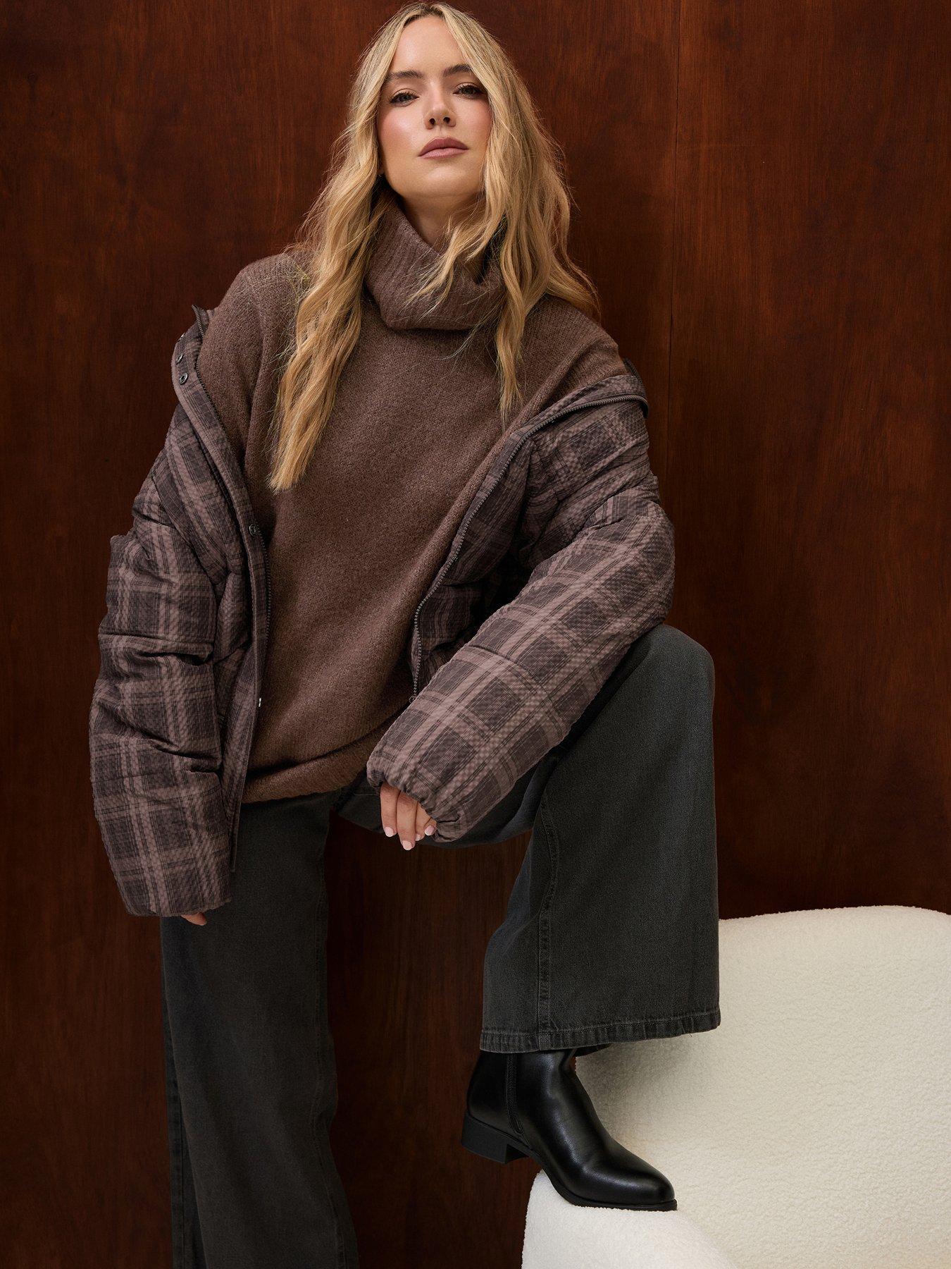 Image 1 of 4 of Long Tall Sally Tall Check Short Padded Coat