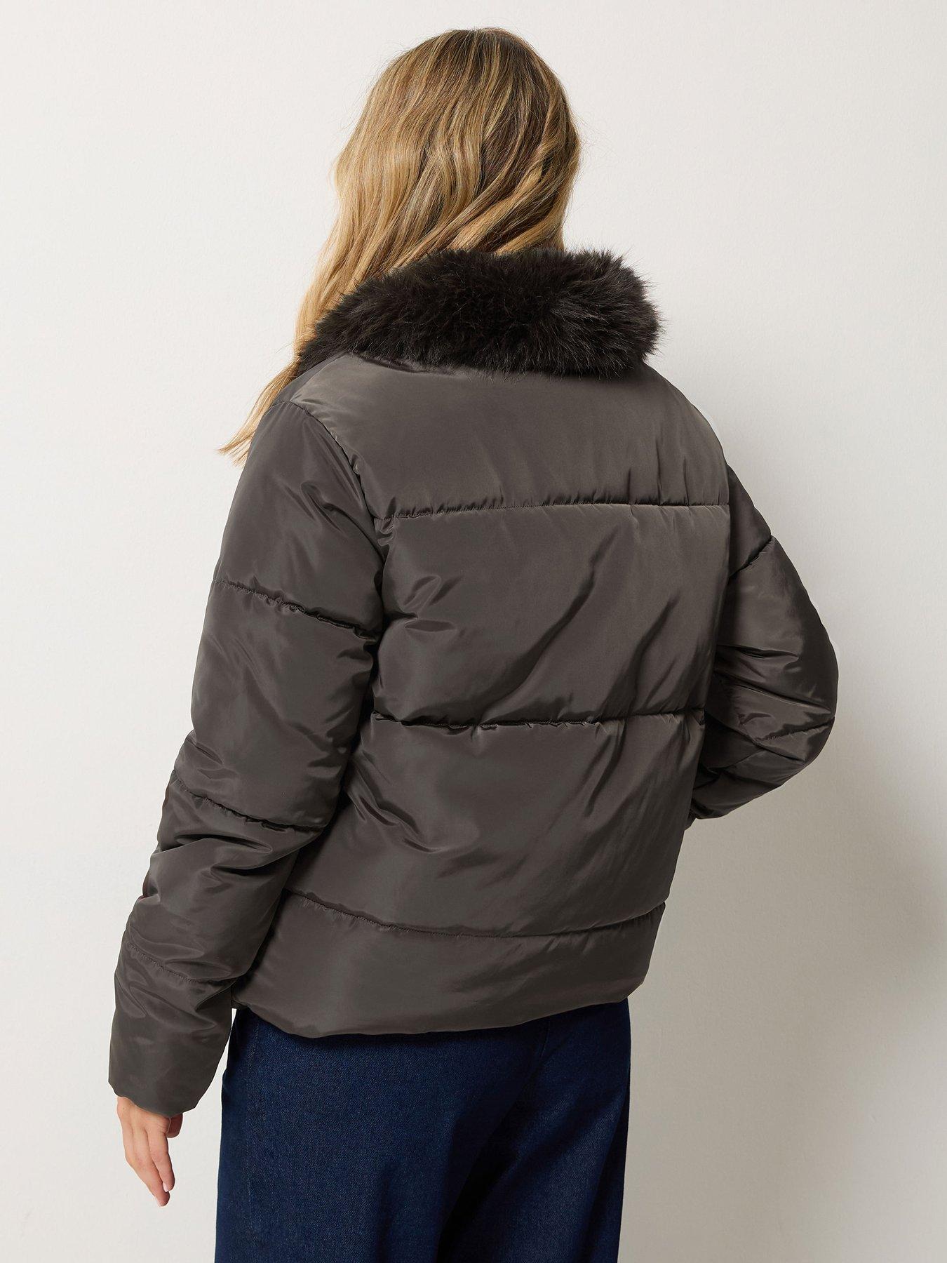 Image 2 of 4 of Long Tall Sally Tall Fur Collar Padded Jacket