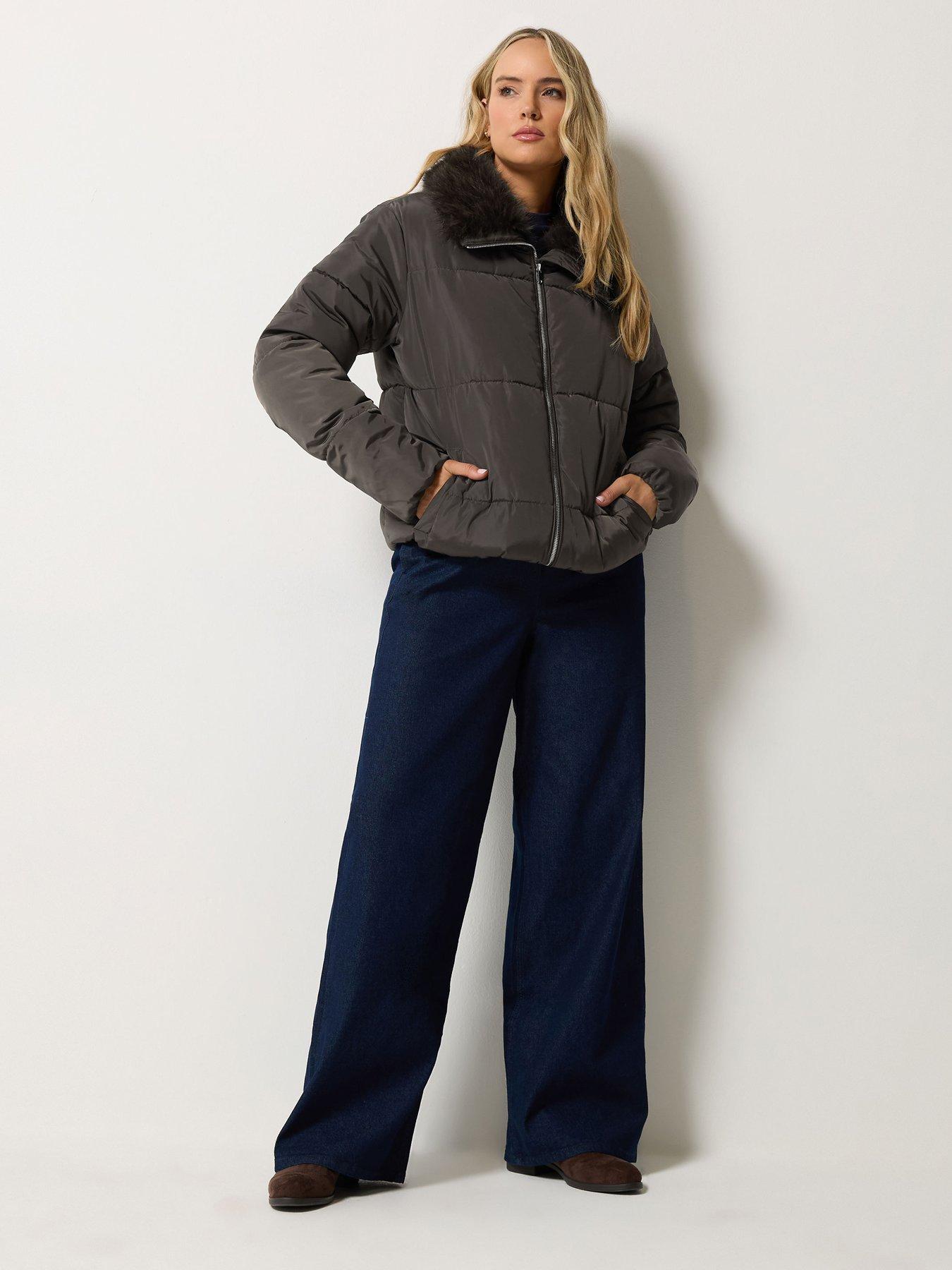 Image 3 of 4 of Long Tall Sally Tall Fur Collar Padded Jacket