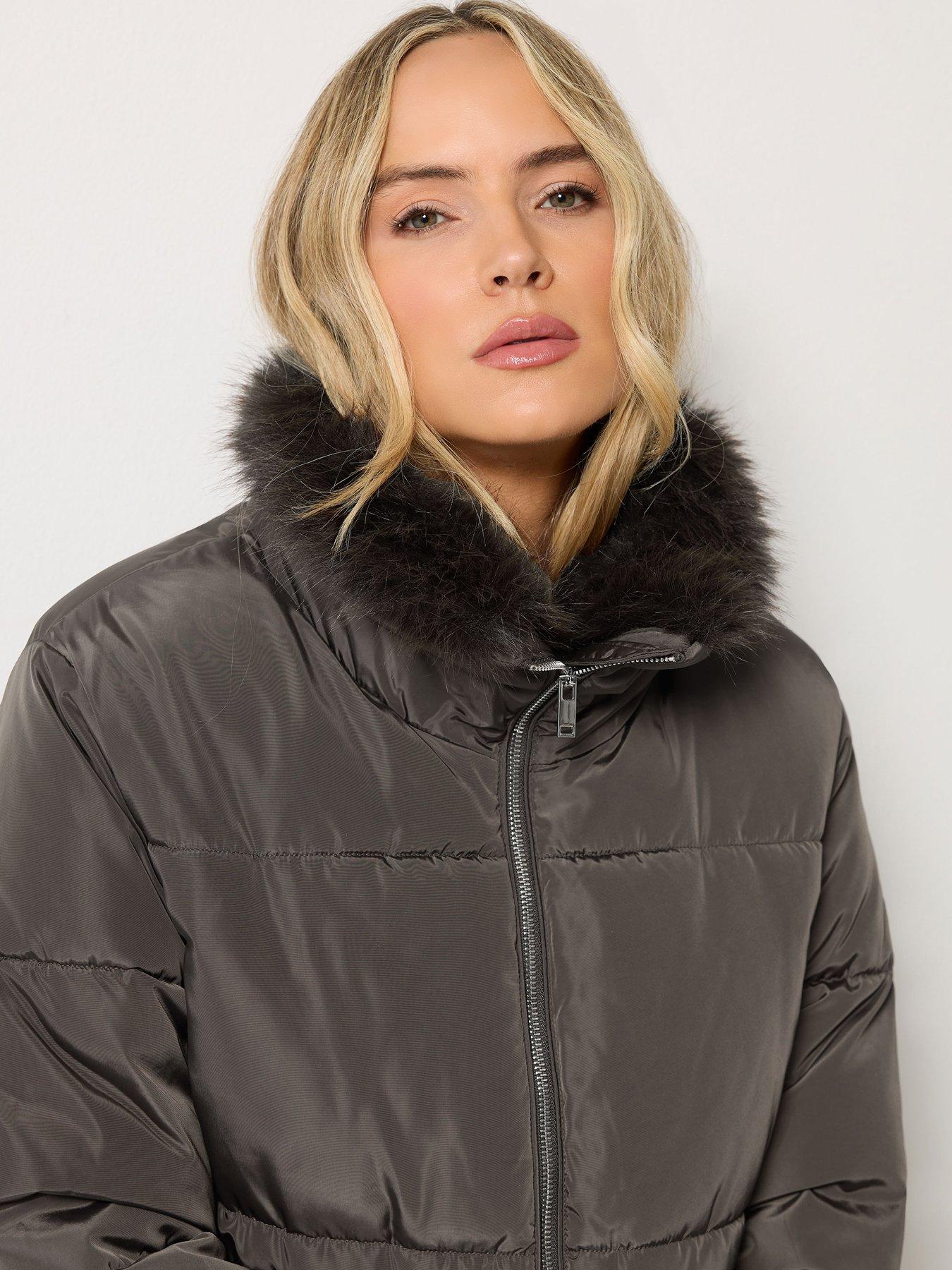 Image 4 of 4 of Long Tall Sally Tall Fur Collar Padded Jacket