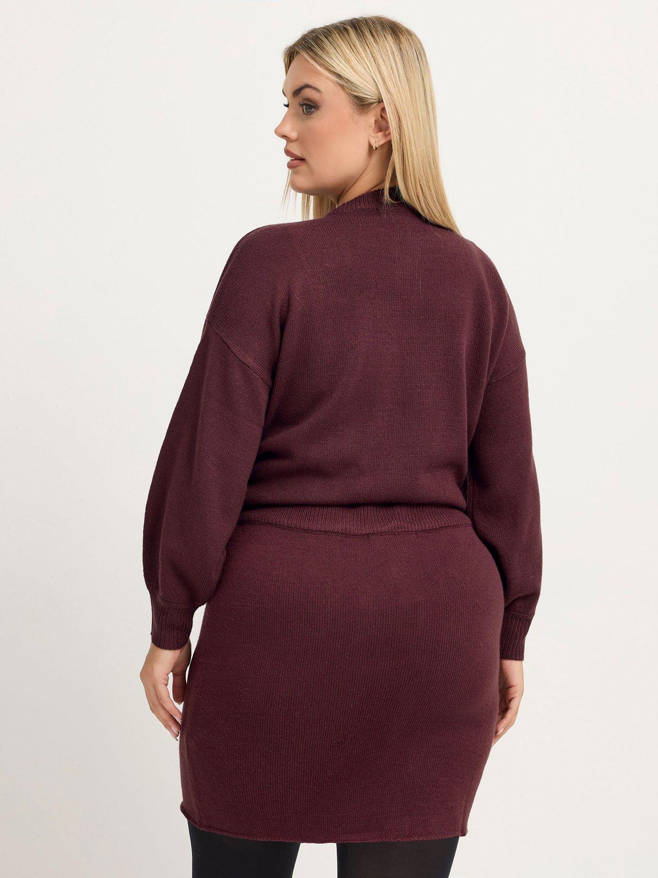 Image 2 of 4 of Yours Womens Curve Ribbed Knit Pull-On Mini Skirt - Purple