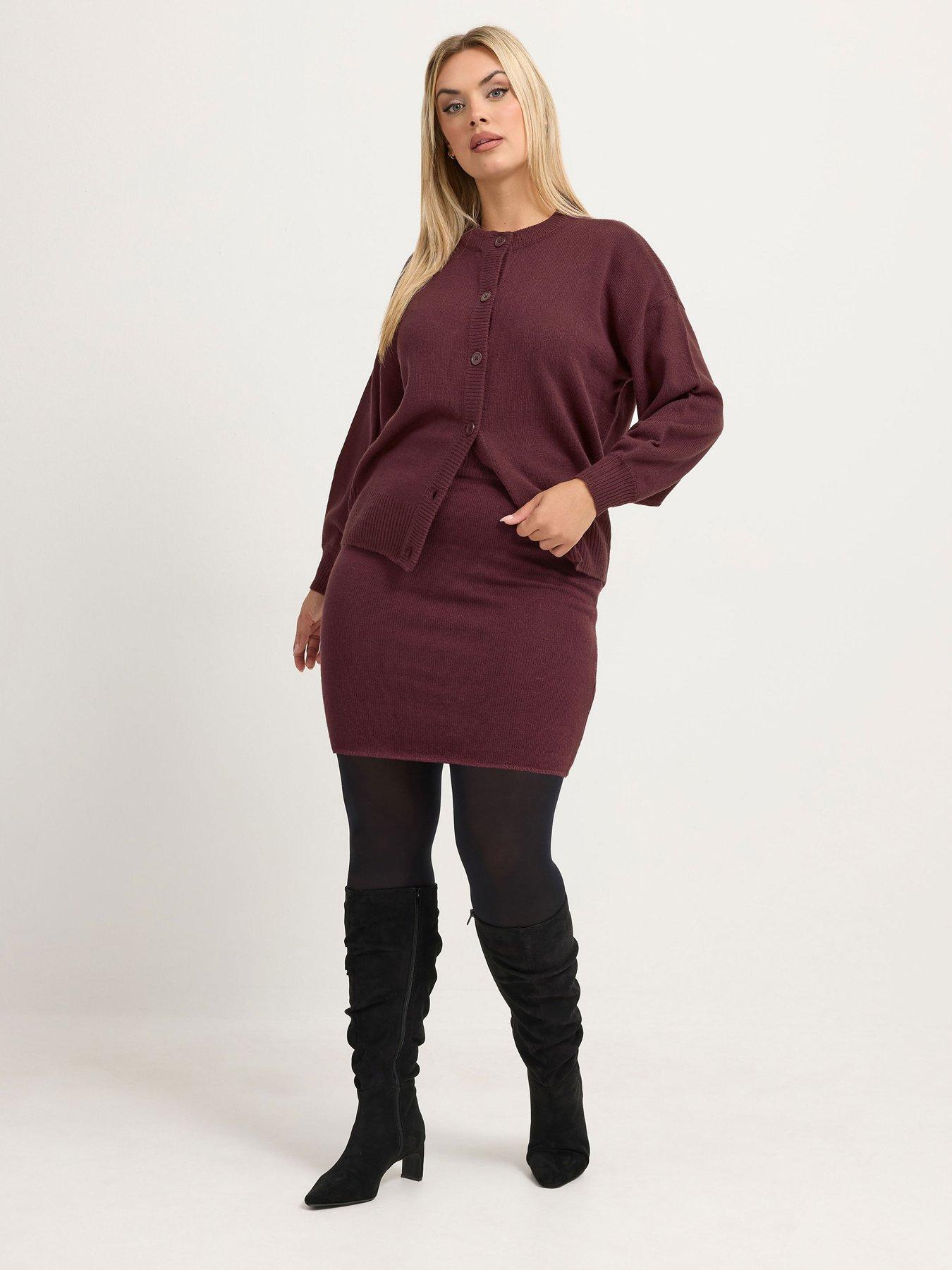 Image 3 of 4 of Yours Womens Curve Ribbed Knit Pull-On Mini Skirt - Purple