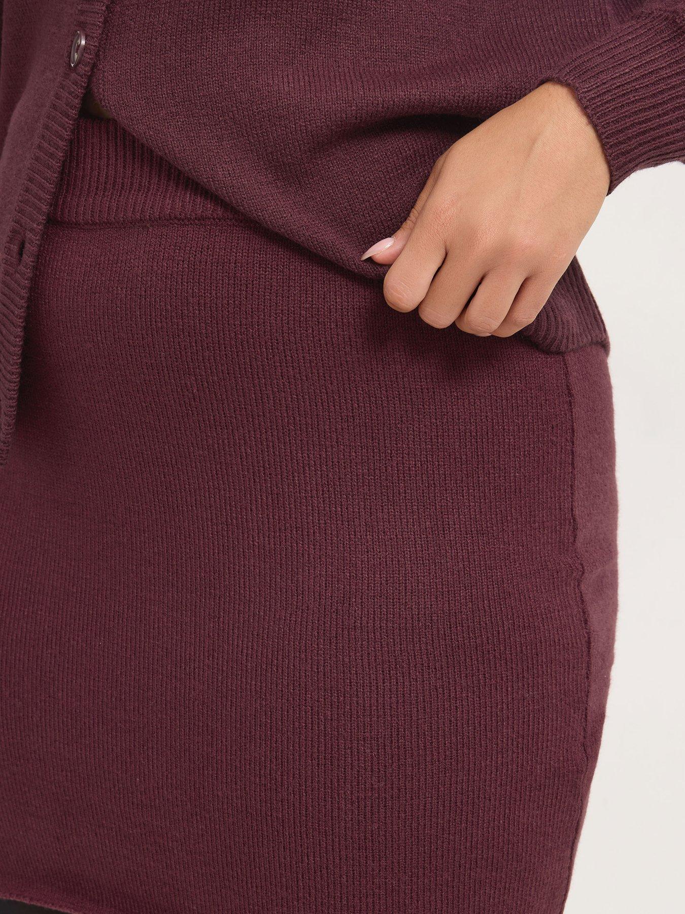 Image 4 of 4 of Yours Womens Curve Ribbed Knit Pull-On Mini Skirt - Purple