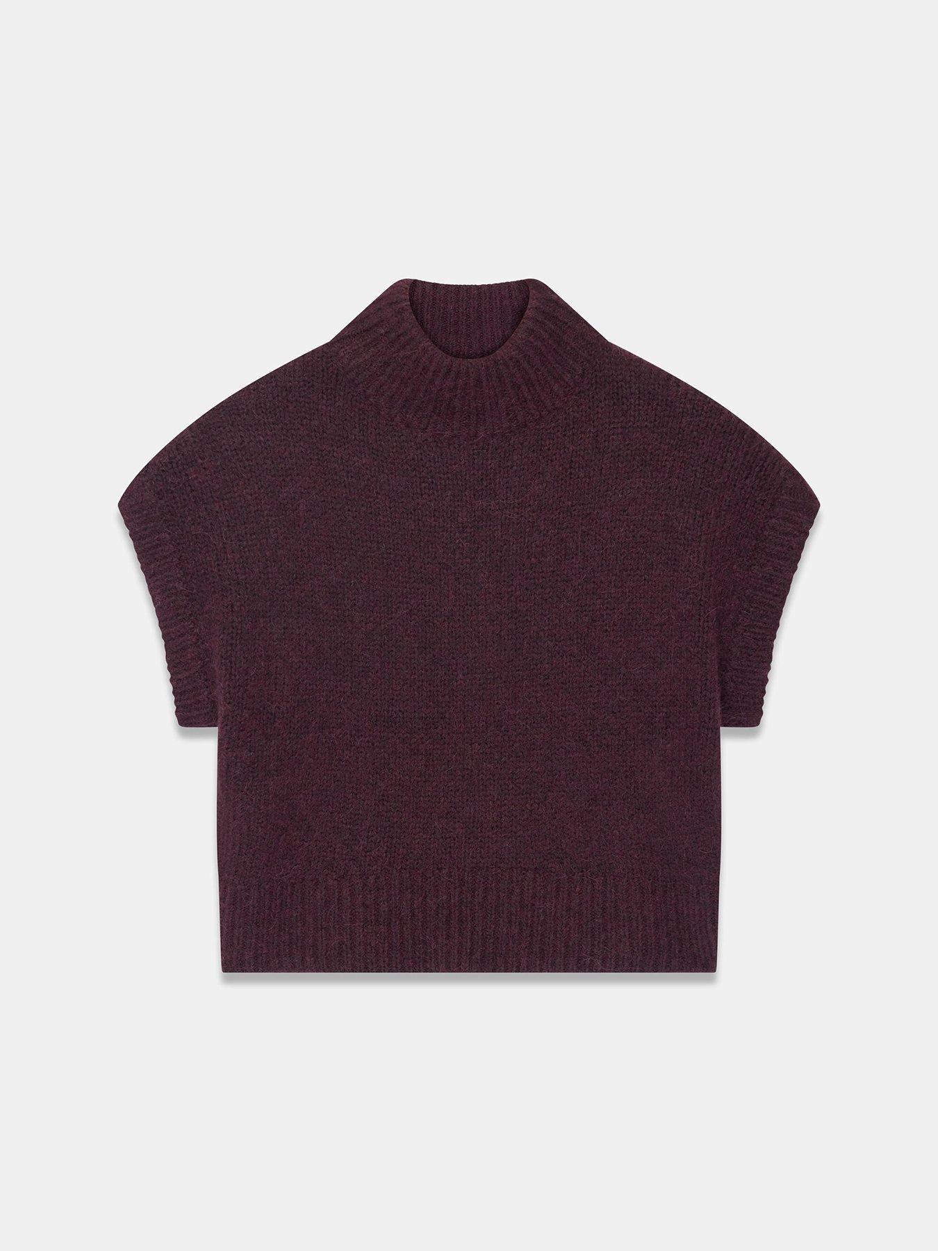 Image 5 of 6 of Mint Velvet Fluff Stand Neck T-Shirt - Burgundy