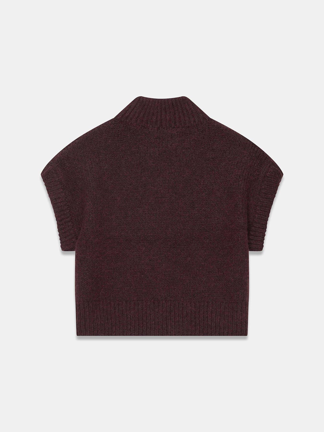 Image 6 of 6 of Mint Velvet Fluff Stand Neck T-Shirt - Burgundy