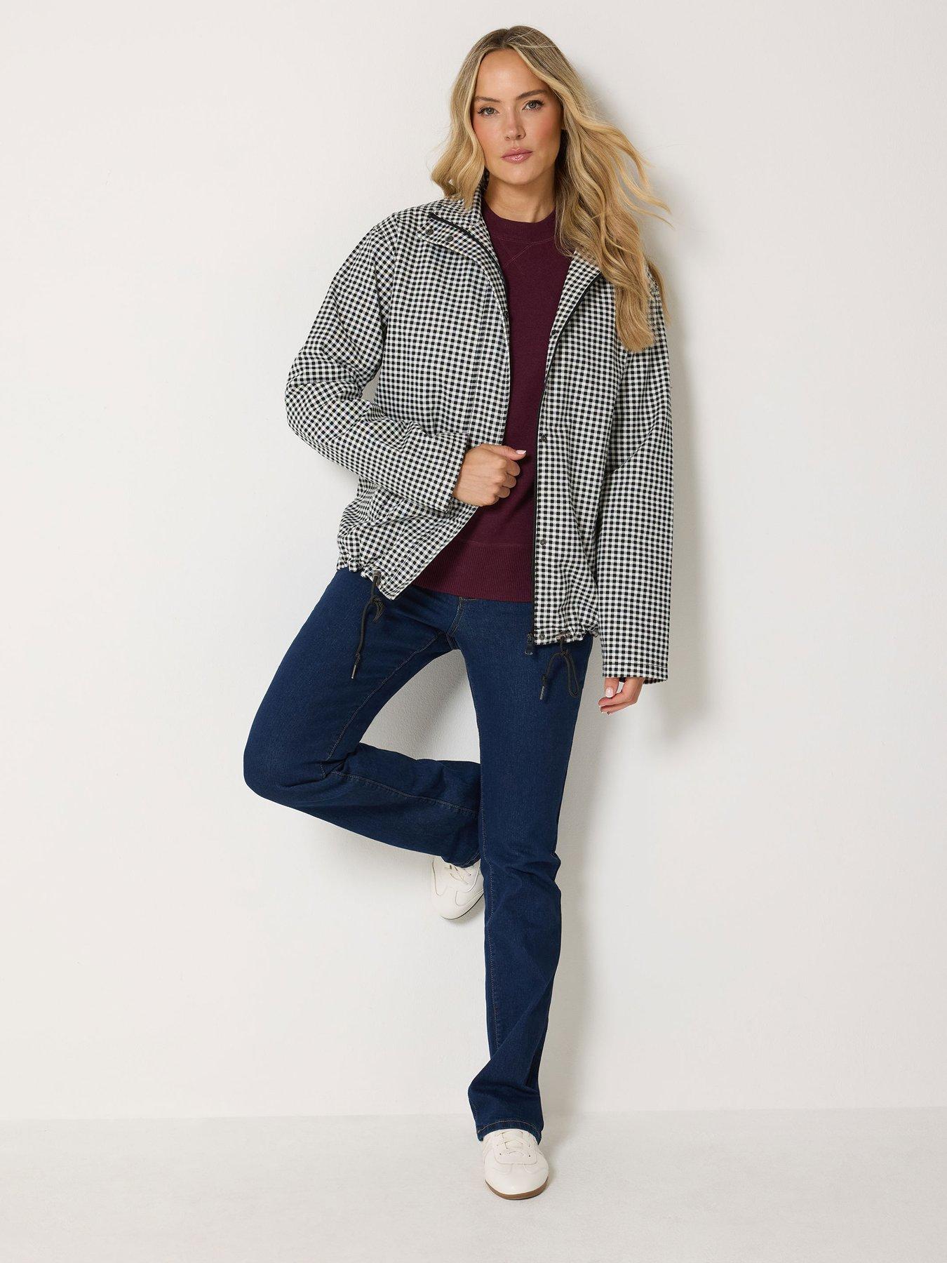 Image 3 of 4 of Long Tall Sally Tall Gingham Check Windbreaker Jacket - Black