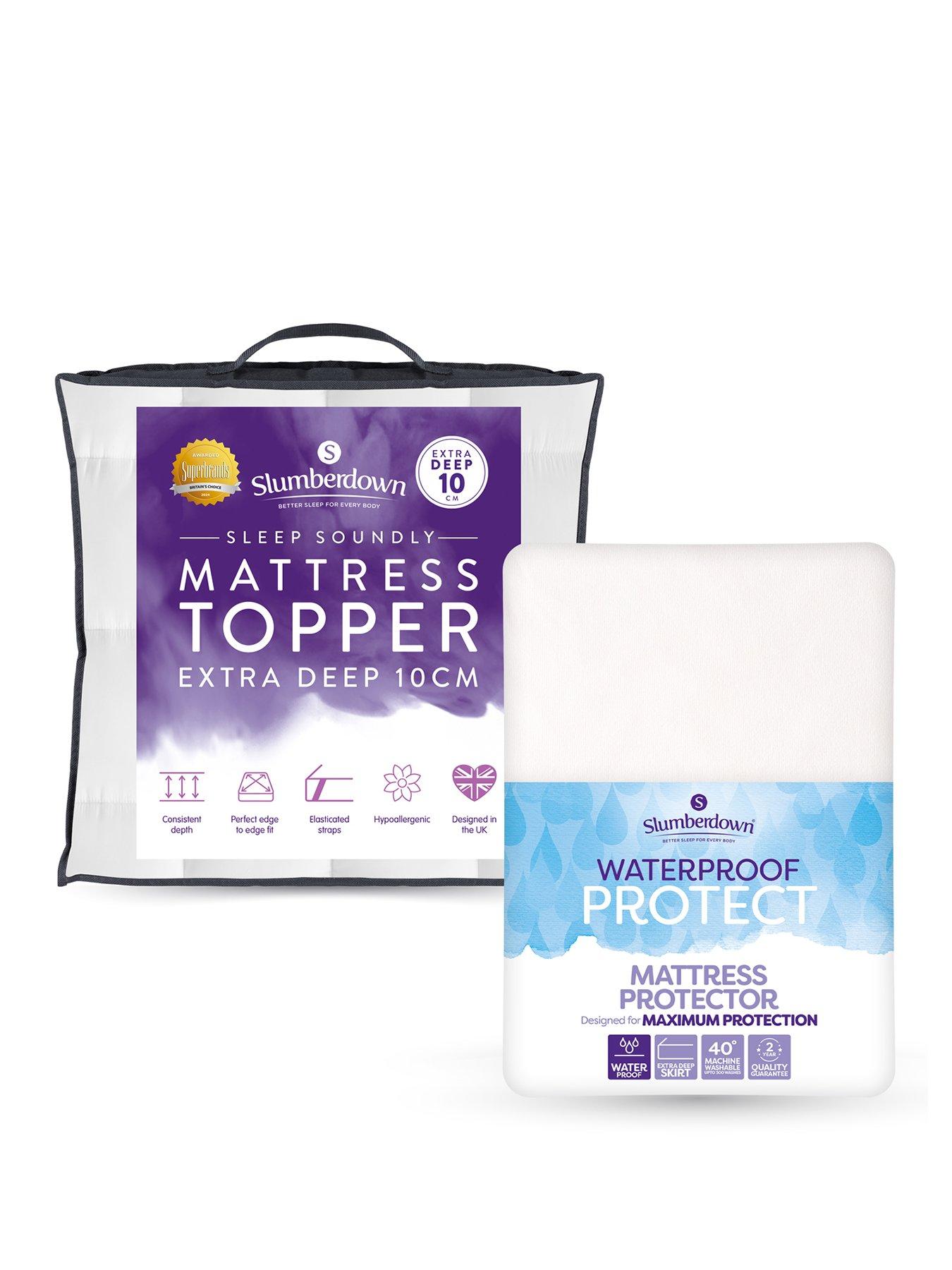 Slumberdown 10cm Mattress Topper  &  Waterproof Protect Mattress Protector