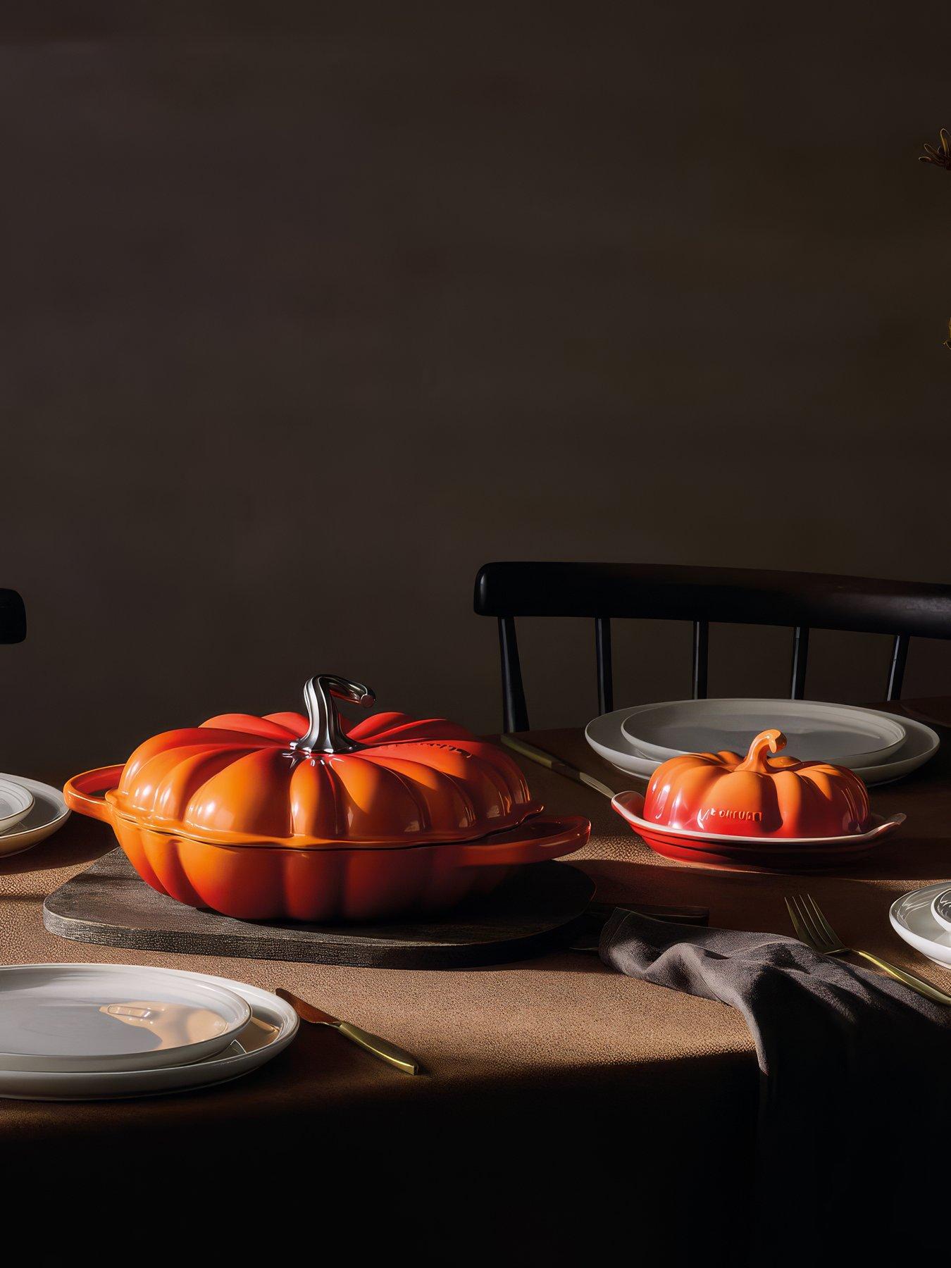 Image 1 of 6 of Le Creuset Cast Iron Signature Pumpkin Shallow Casserole 28cm Volcanic Gold Knob