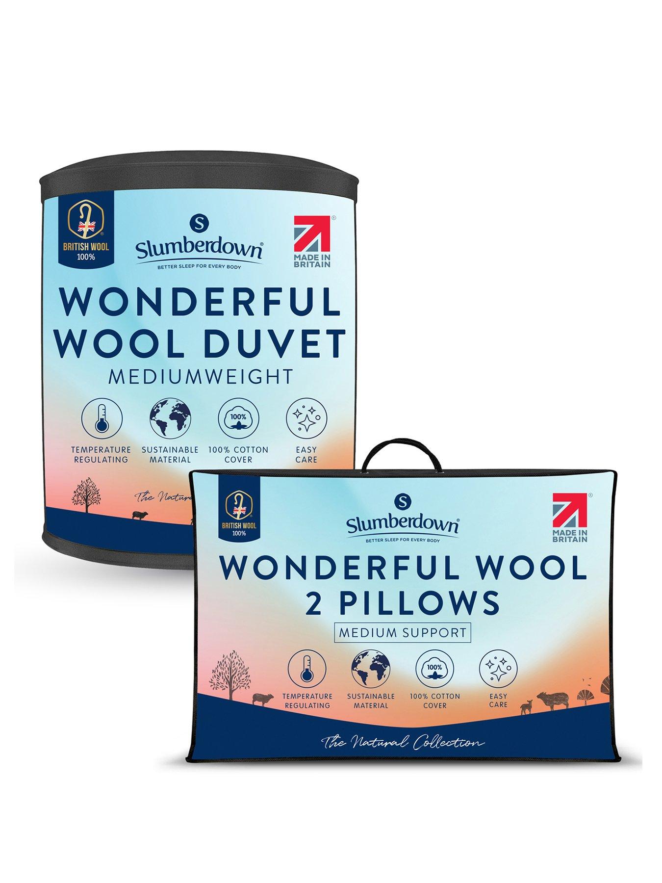 Slumberdown Wonderful Wool Duvet, 2 Medium Pillows, Mediumweight, Single