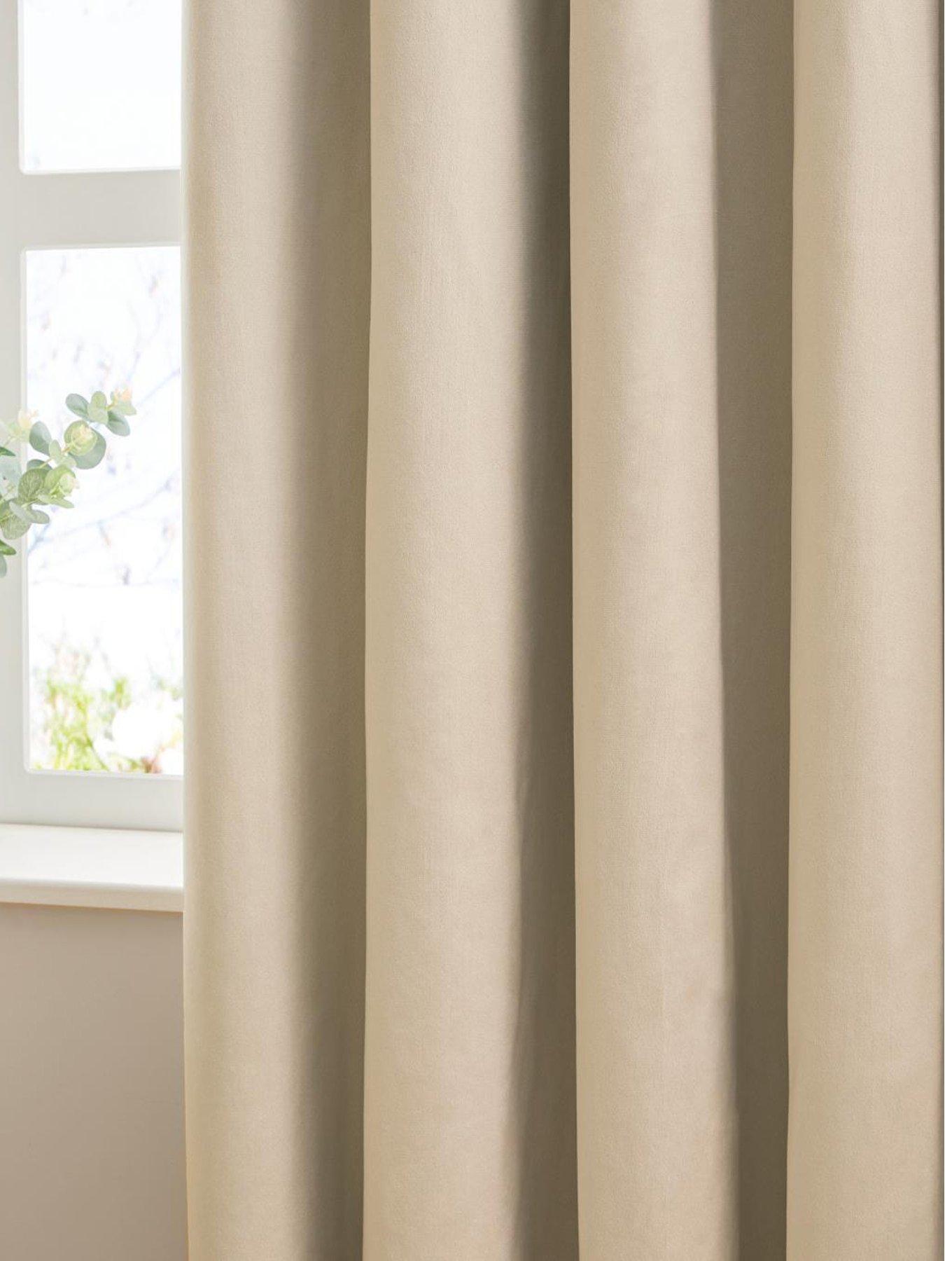 Image 3 of 7 of Furn THE ULTIMATE VELVET BLACKOUT 168X183 PENCIL PLEAT CURTAINS NATURAL