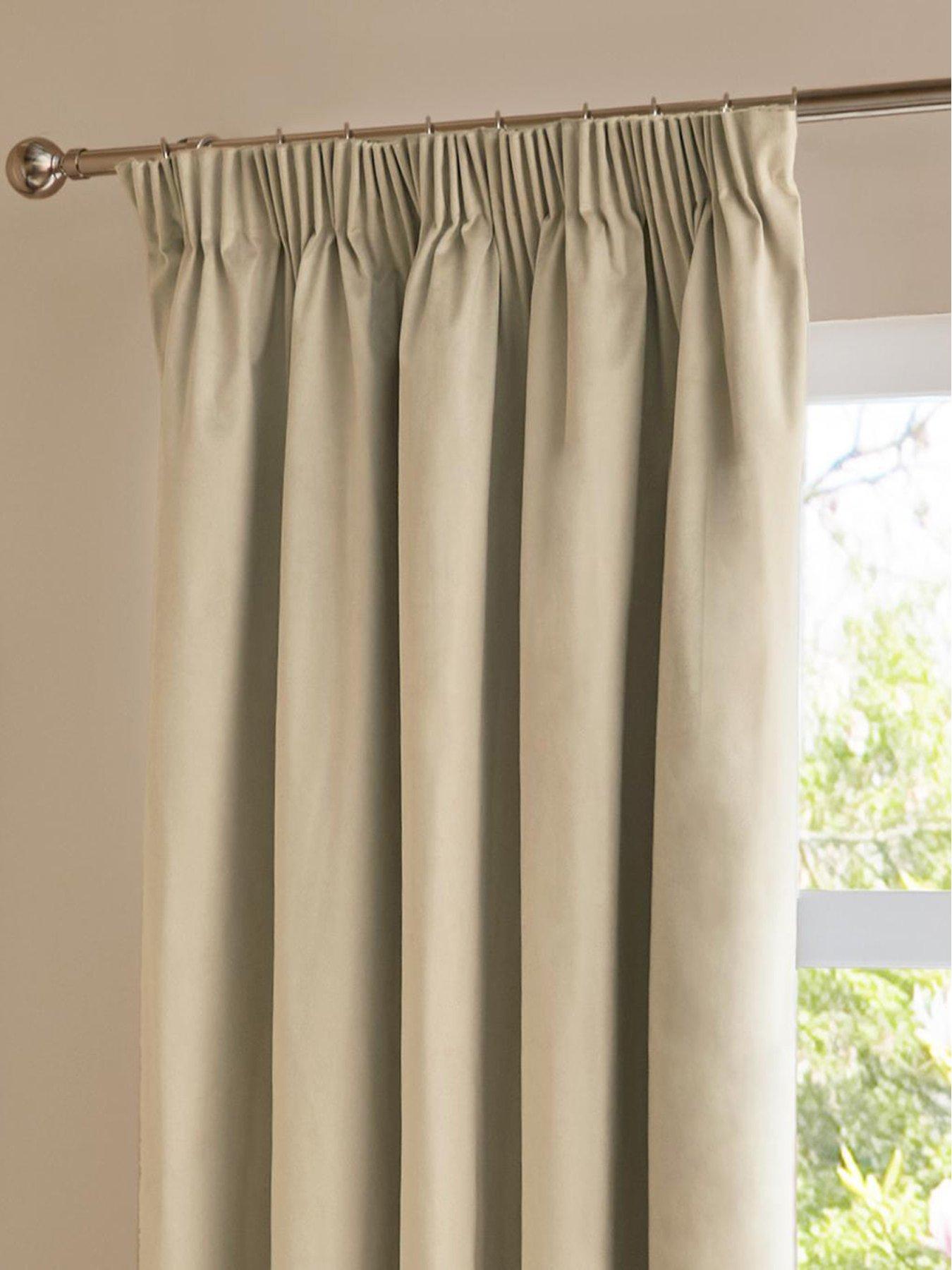 Image 4 of 7 of Furn THE ULTIMATE VELVET BLACKOUT 168X183 PENCIL PLEAT CURTAINS NATURAL