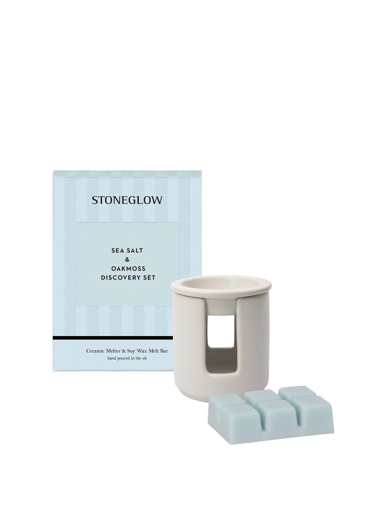Image 2 of 3 of Stoneglow Modern Classics - Ceramic Wax Melter &amp; Soy Wax Melt Bar Discovery Set Sea Salt And Oakmoss