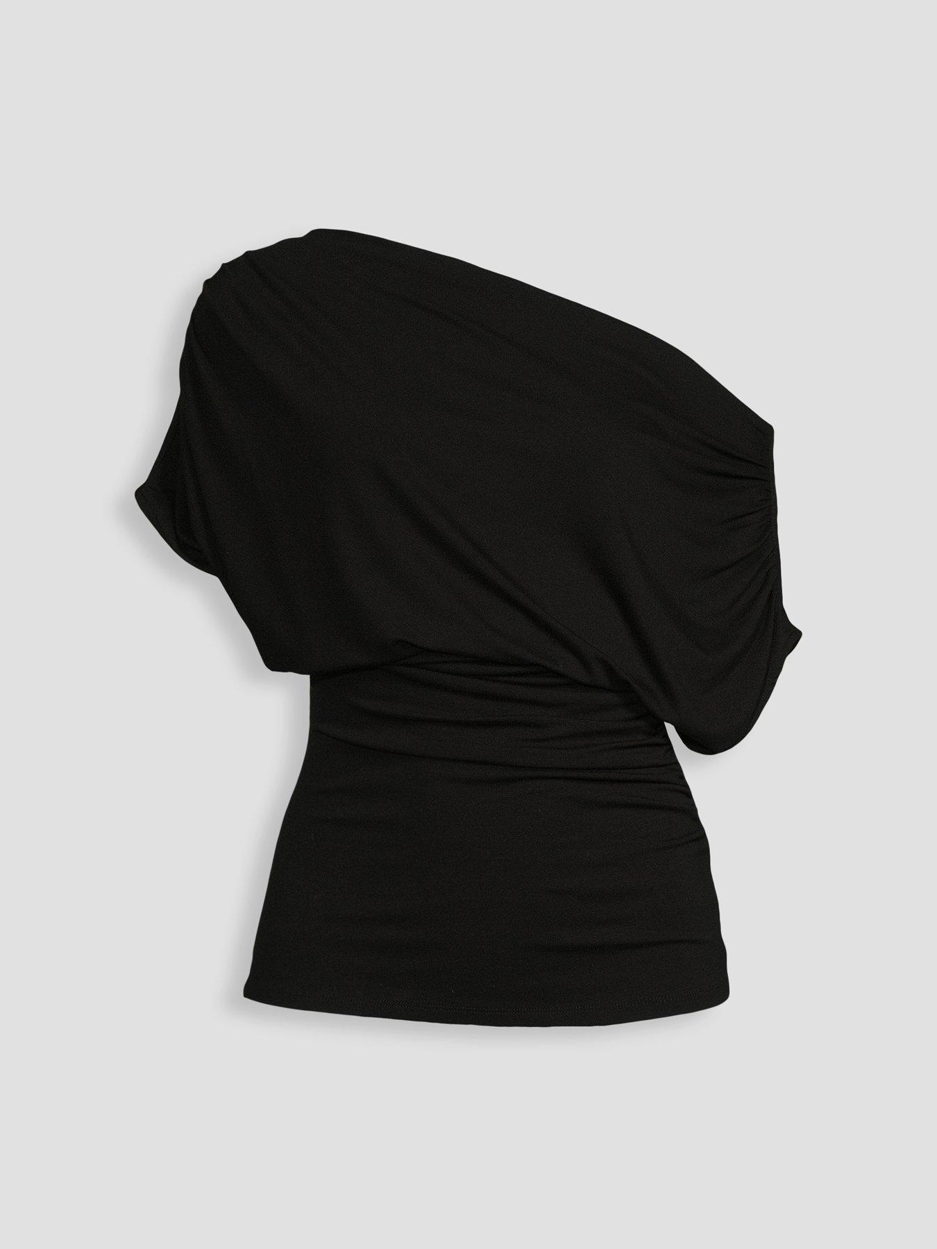 Image 7 of 7 of The Very Collection Womens Off The Shoulder Draped Stretch Top- Black