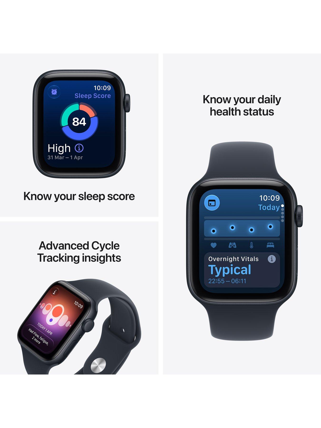 Image 2 of 7 of Apple Watch SE 3 (GPS, 2026) 44mm Midnight Aluminium Case with Navy Blue Sport Band - S/M