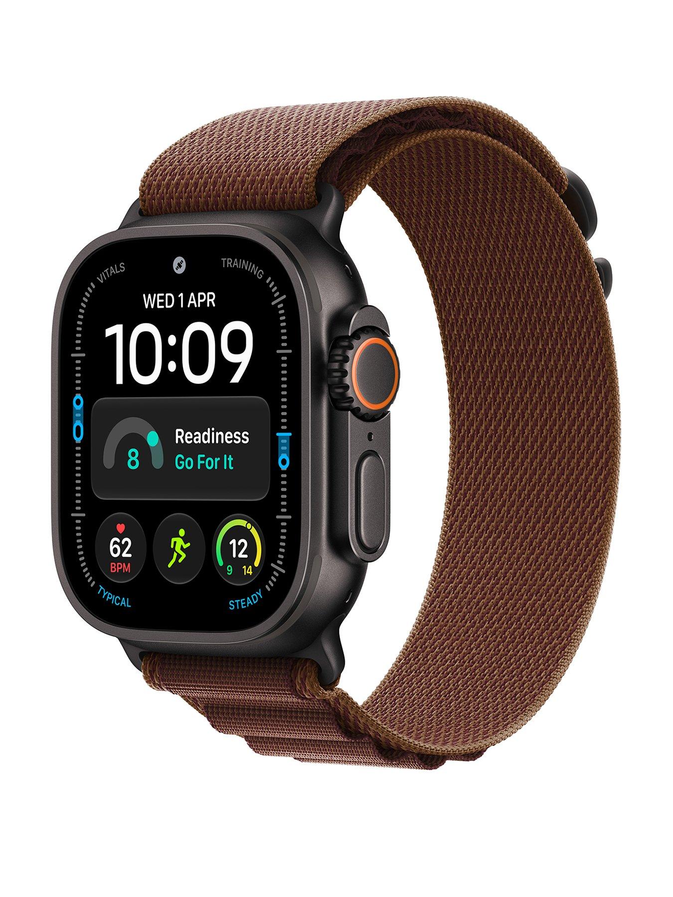 Image 1 of 7 of Apple Watch Ultra 4 (GPS + Cellular) 49mm Black Titanium Case with Burgundy Alpine Loop - Large