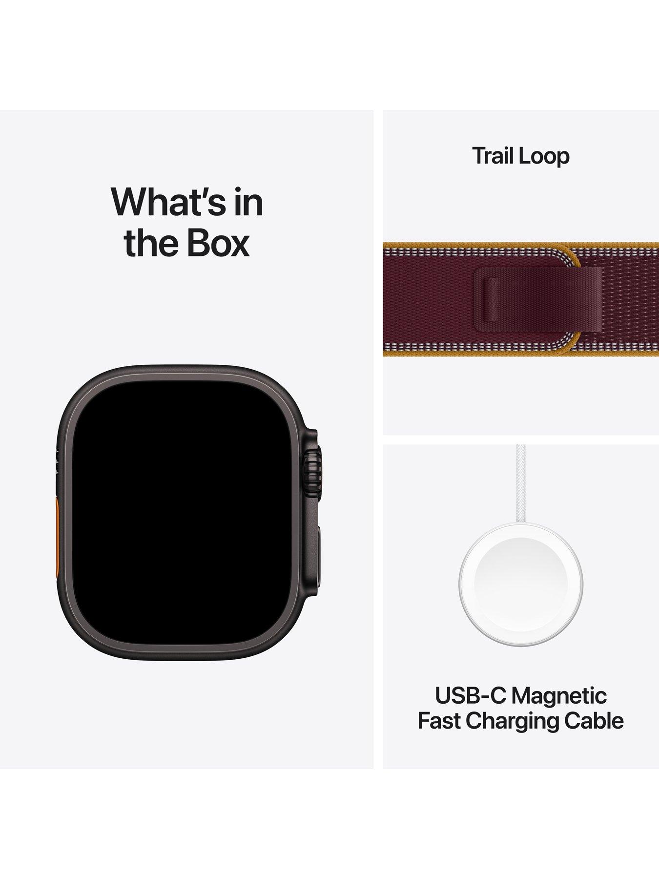 Image 7 of 7 of Apple Watch Ultra 4 (GPS + Cellular) 49mm Black Titanium Case with Burgundy Trail Loop - S/M