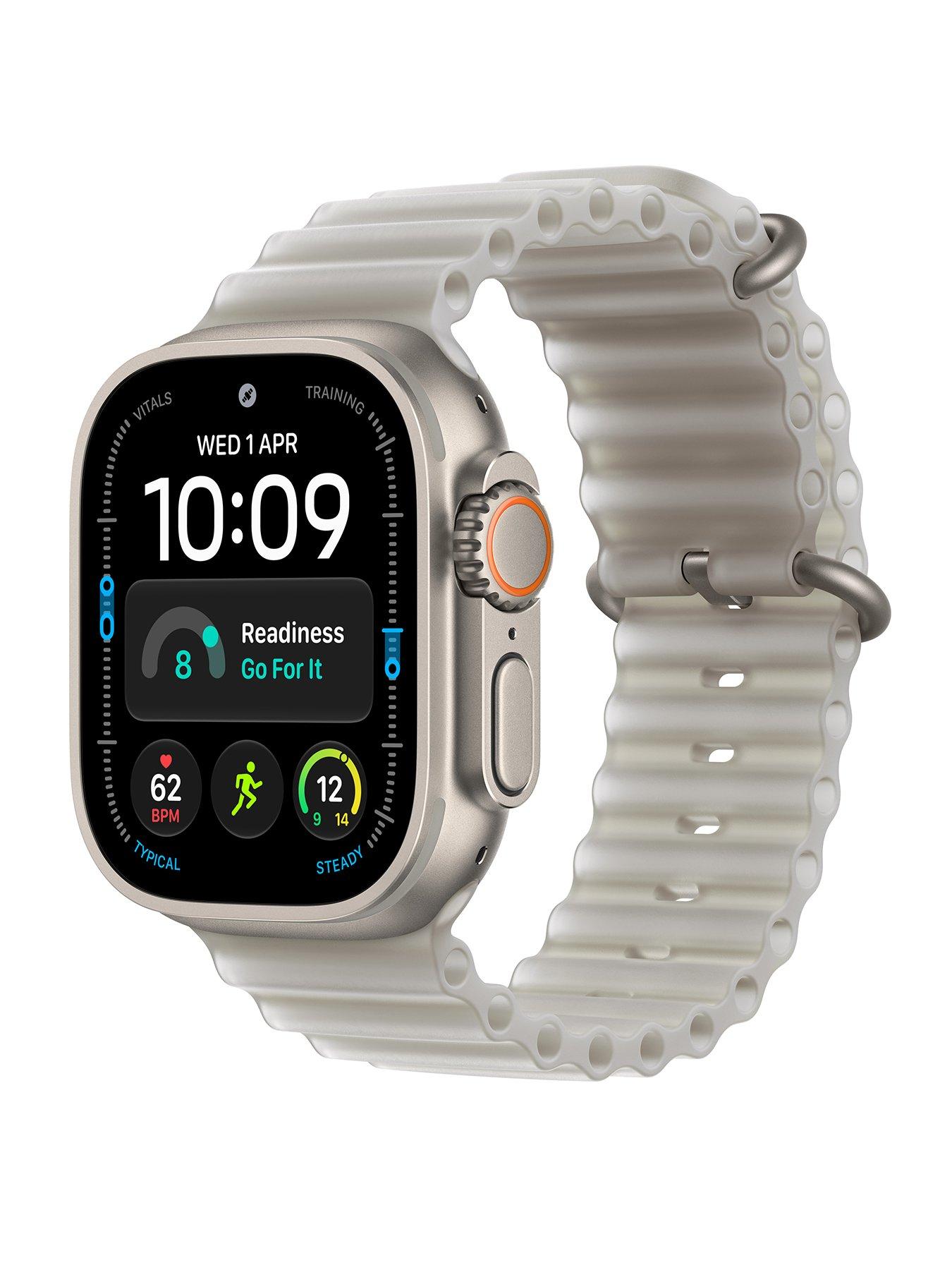 Image 1 of 7 of Apple Watch Ultra 4 GPS + Cellular 49mm Natural Titanium Case with Translucent Grey Ocean Band