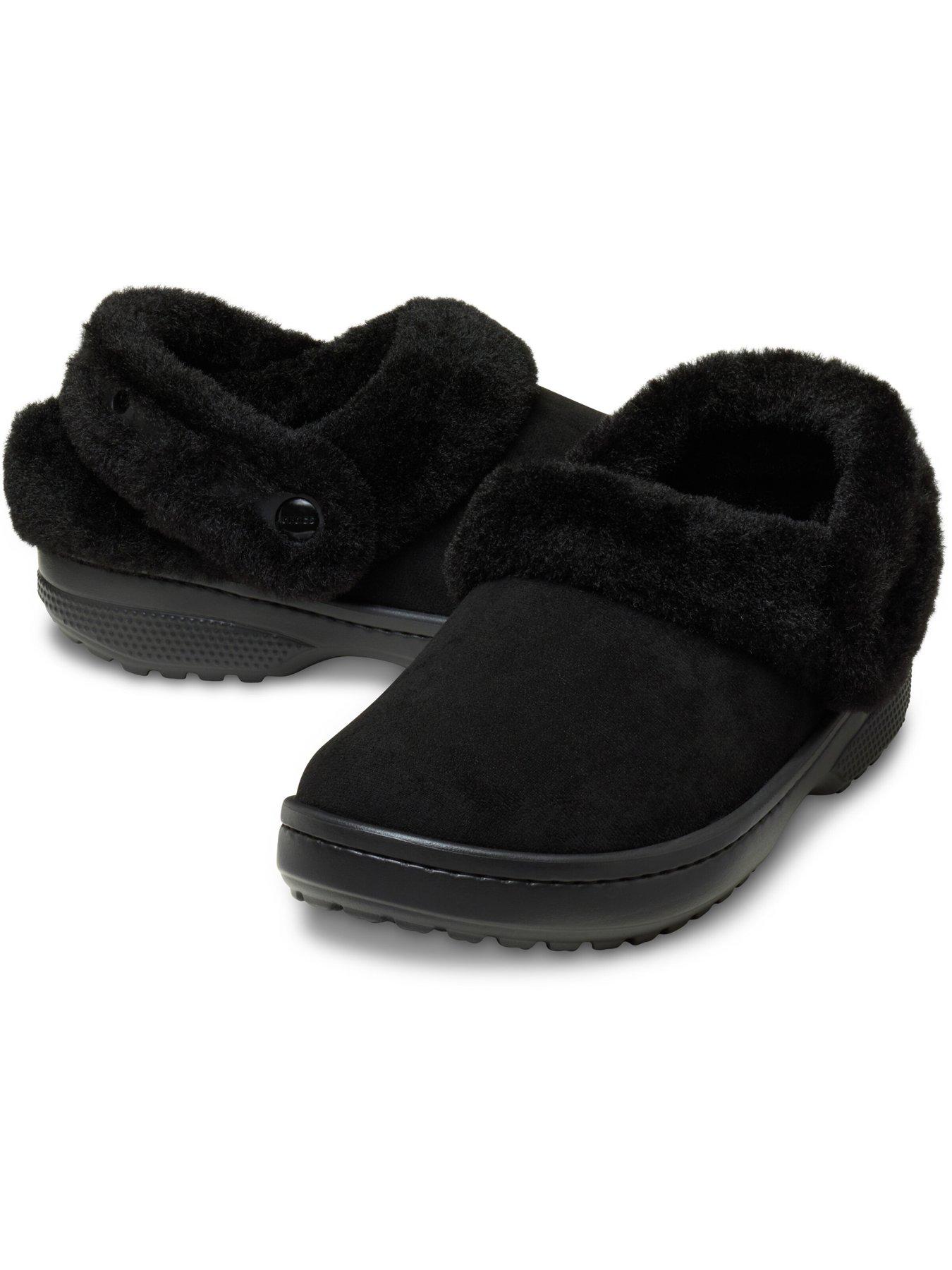 Image 6 of 6 of Crocs Womens Classic Unfurgettable Fuzzy Lined Clogs - Black