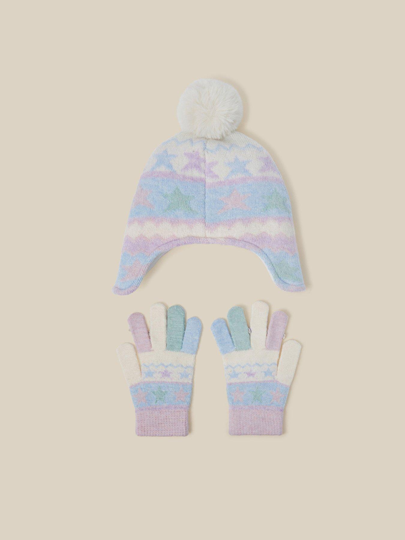 Image 2 of 3 of Monsoon Girls Frozen Character Pom Pom Hat And Gloves Set - Blue