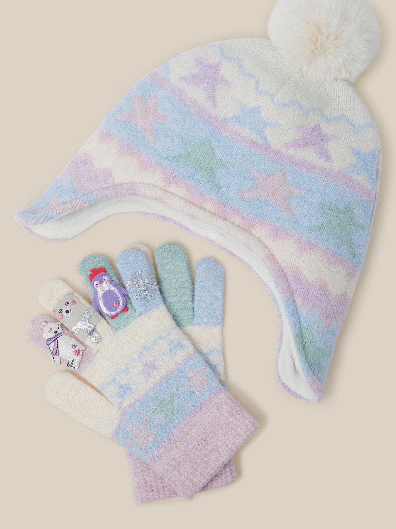 Image 3 of 3 of Monsoon Girls Frozen Character Pom Pom Hat And Gloves Set - Blue