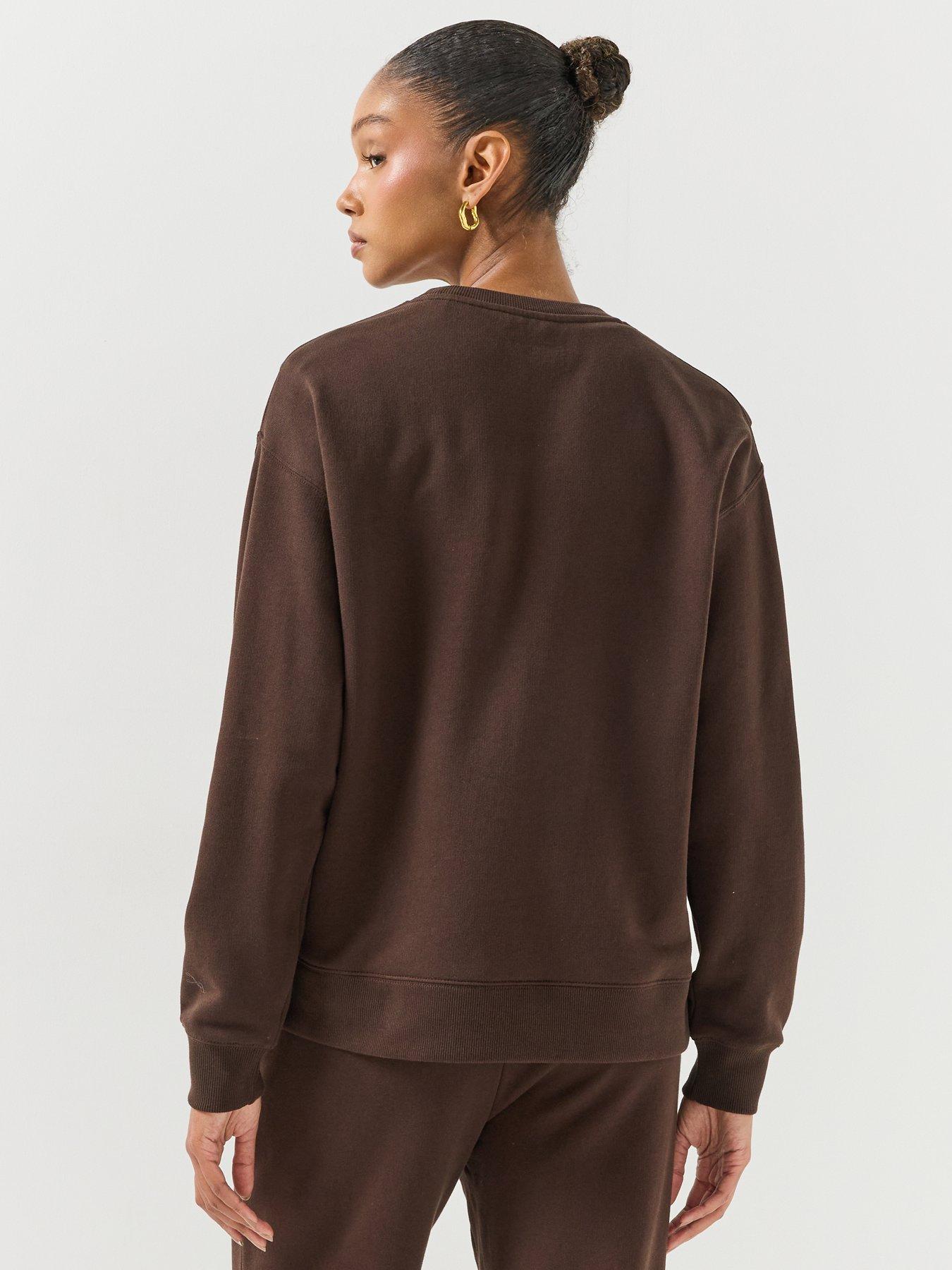 Image 2 of 6 of GANT Womens Graphic Crew Neck Sweatshirt - Dark Brown