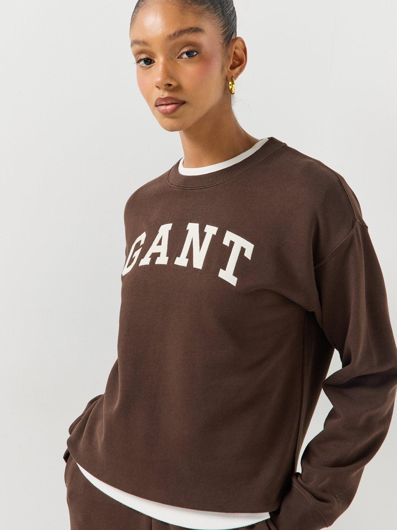Image 5 of 6 of GANT Womens Graphic Crew Neck Sweatshirt - Dark Brown