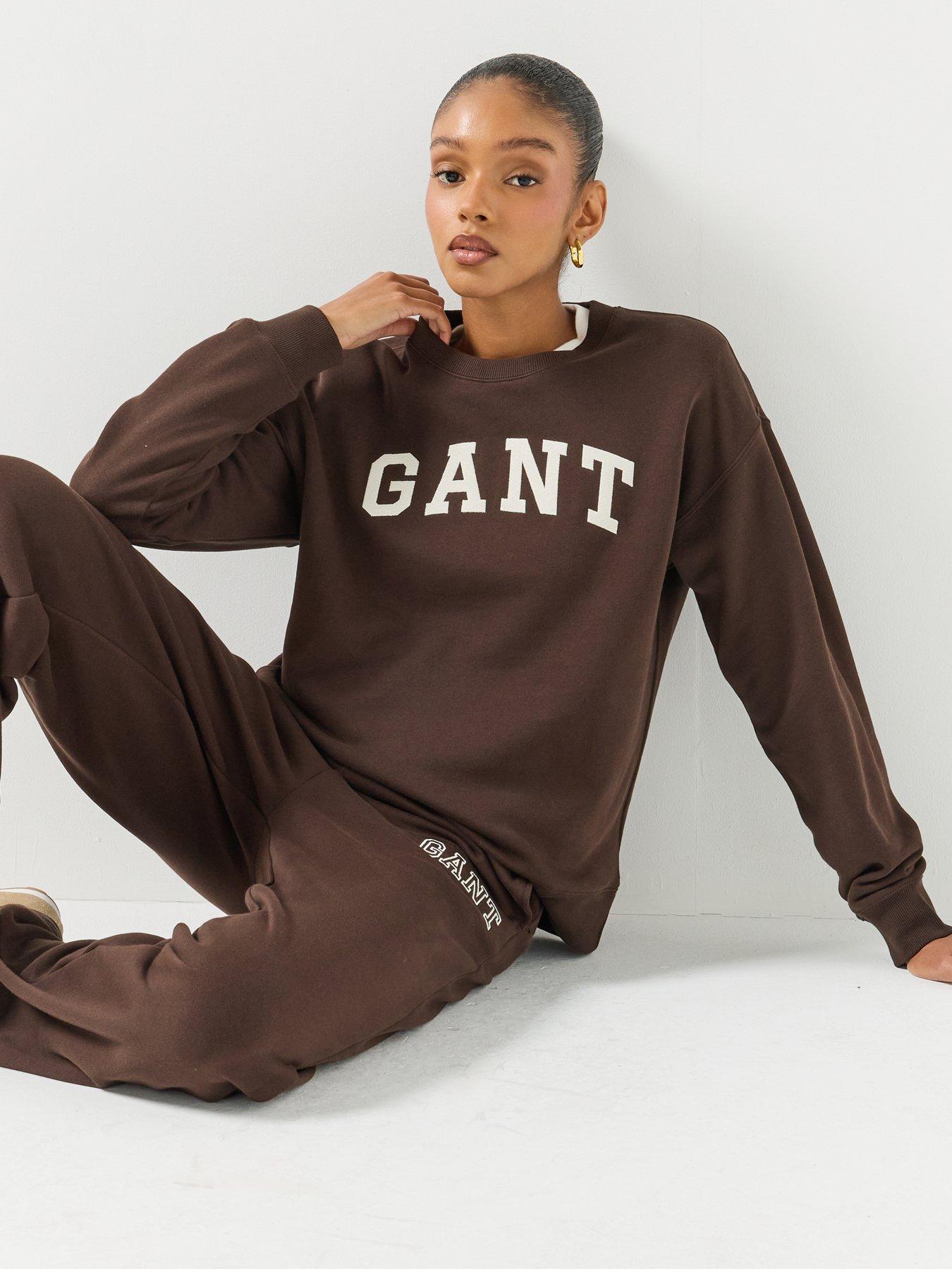 Image 6 of 6 of GANT Womens Graphic Crew Neck Sweatshirt - Dark Brown