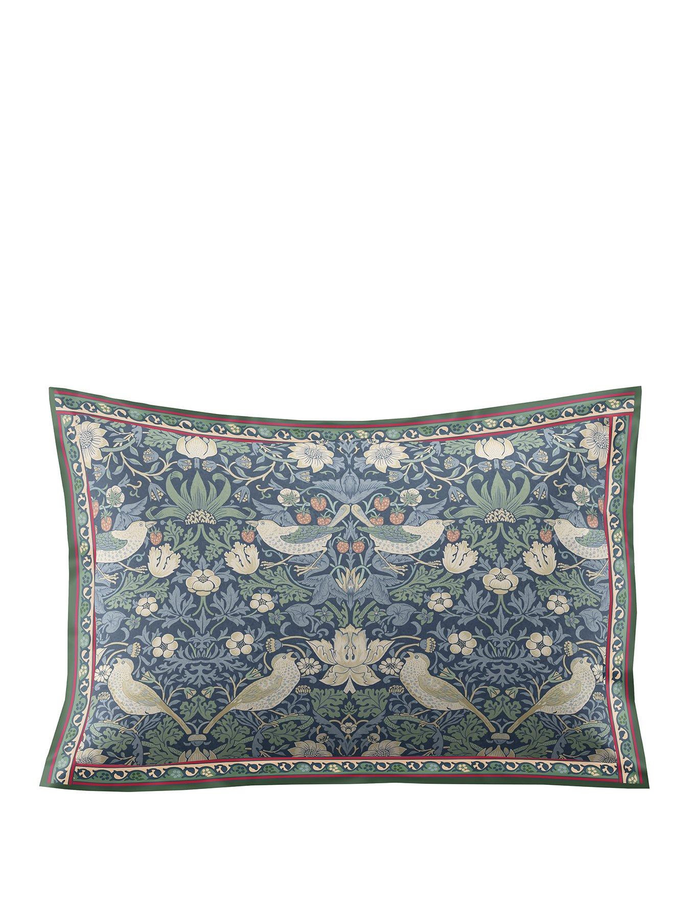 Image 2 of 3 of William Morris at Home Midnight Strawberrythief Oxford Pillowcase Pair