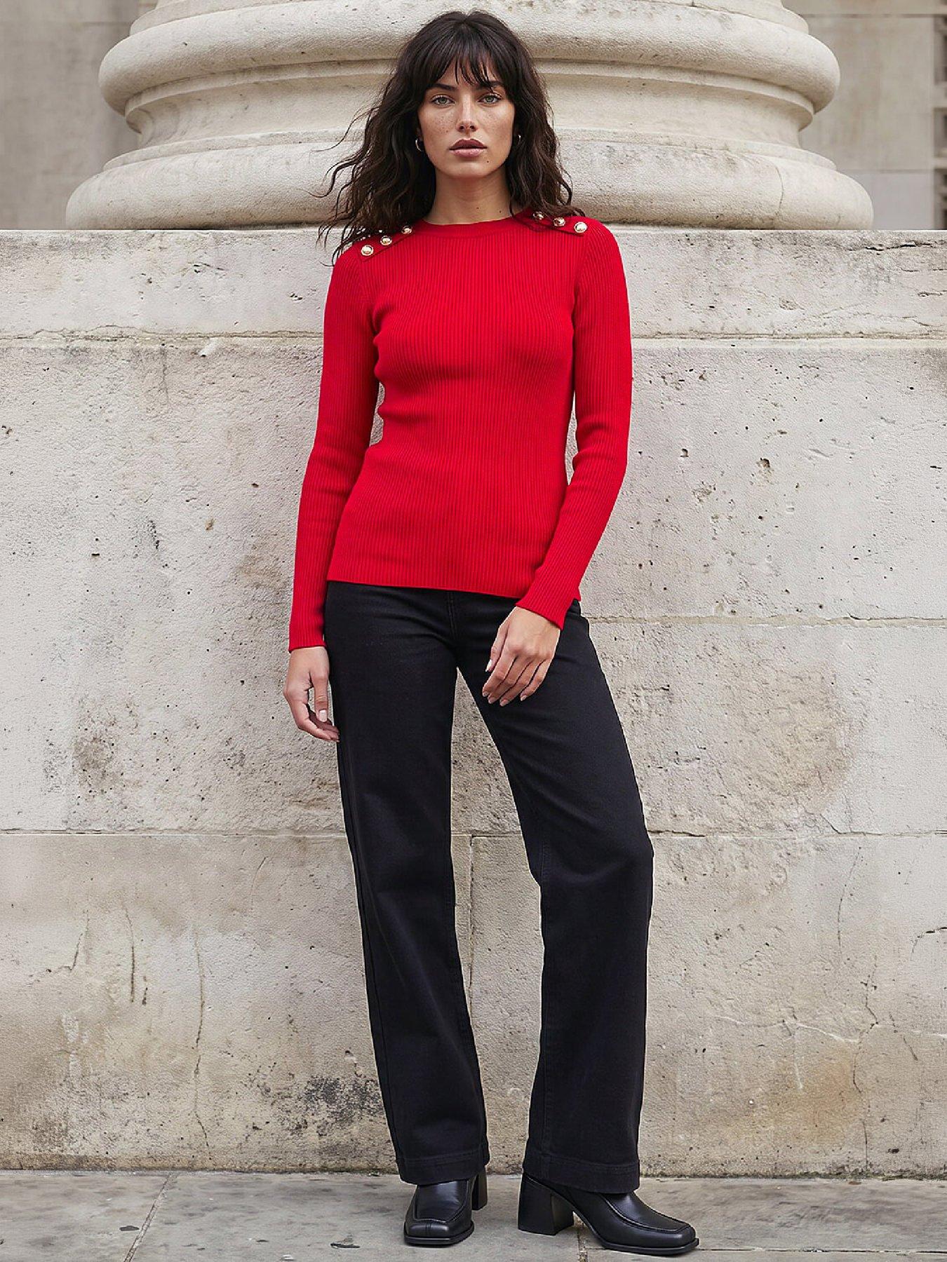 Image 3 of 4 of Roman Button Detail Knit Jumper