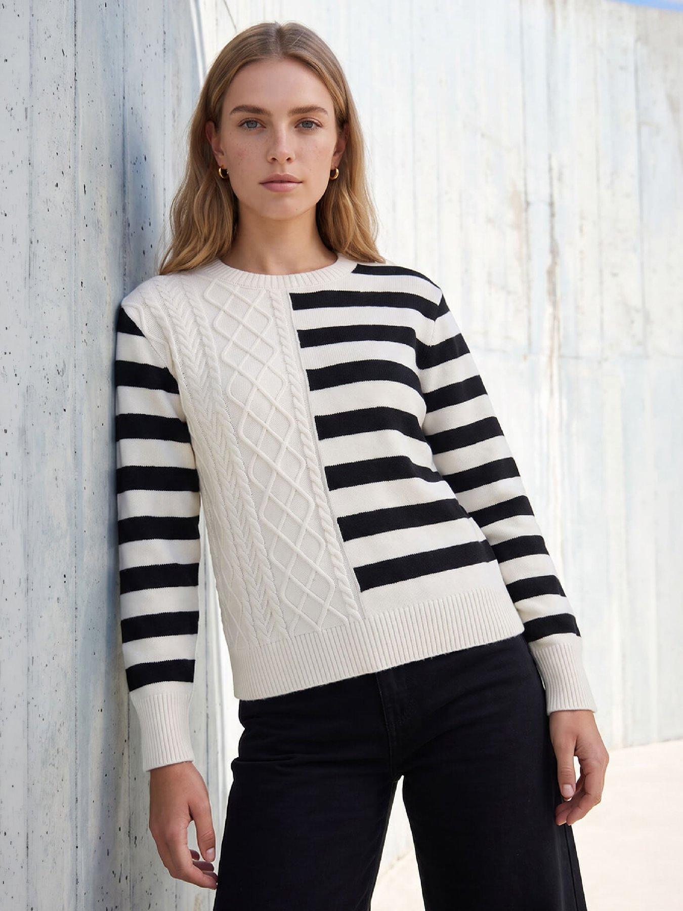 Roman Cable Stripe Knit Jumper