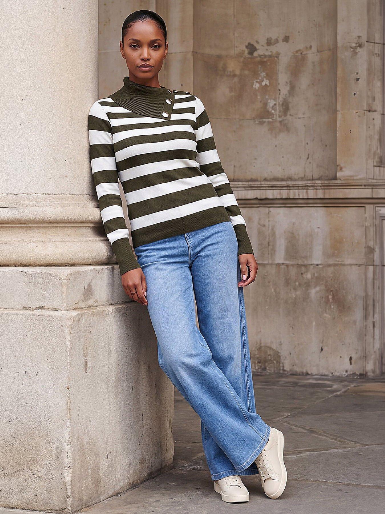 Image 3 of 4 of Roman Button Stripe Knit Jumper
