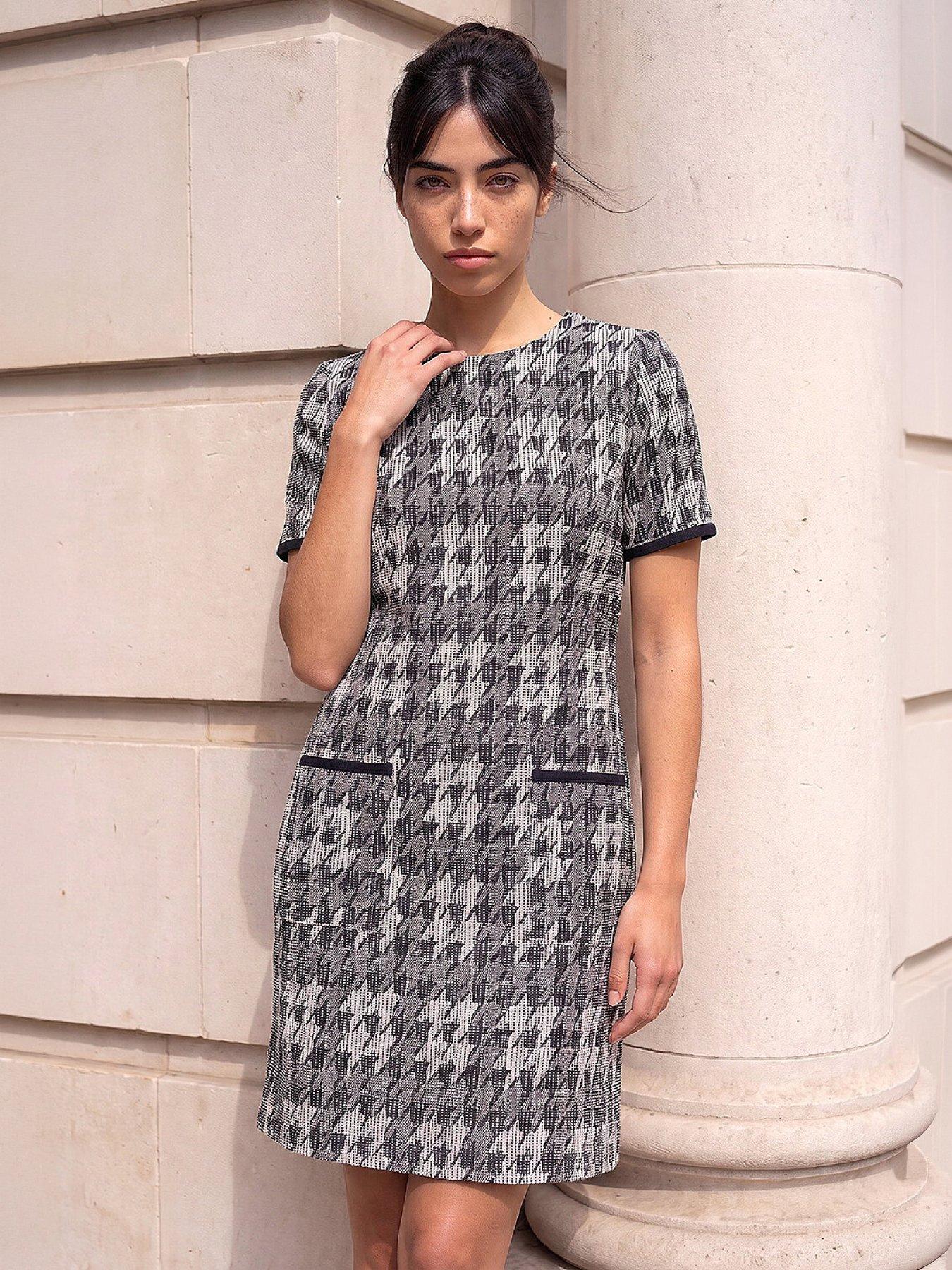 Image 1 of 4 of Roman Petite Houndstooth Dress