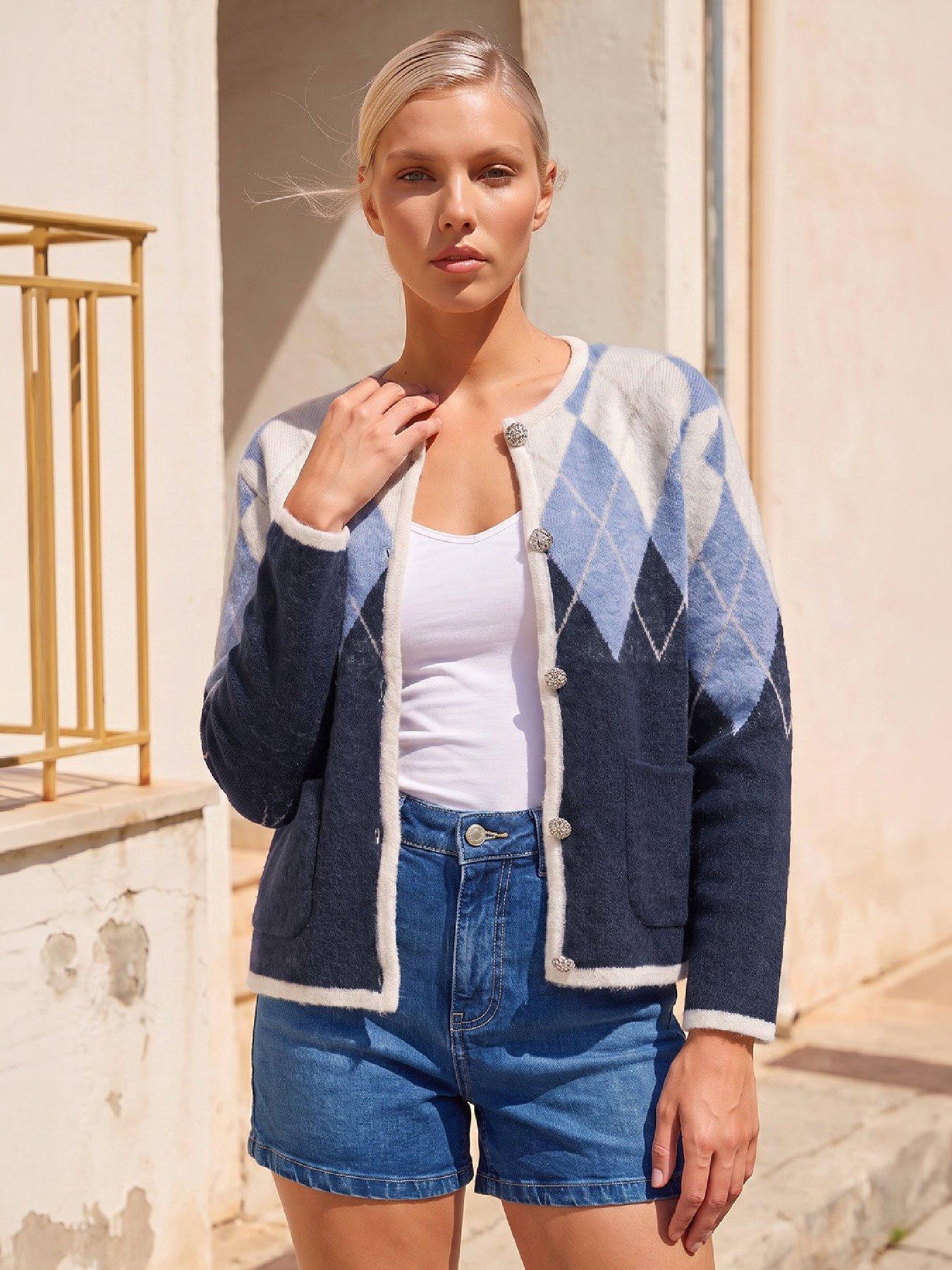Image 1 of 4 of Roman Petite Argyle Cardigan