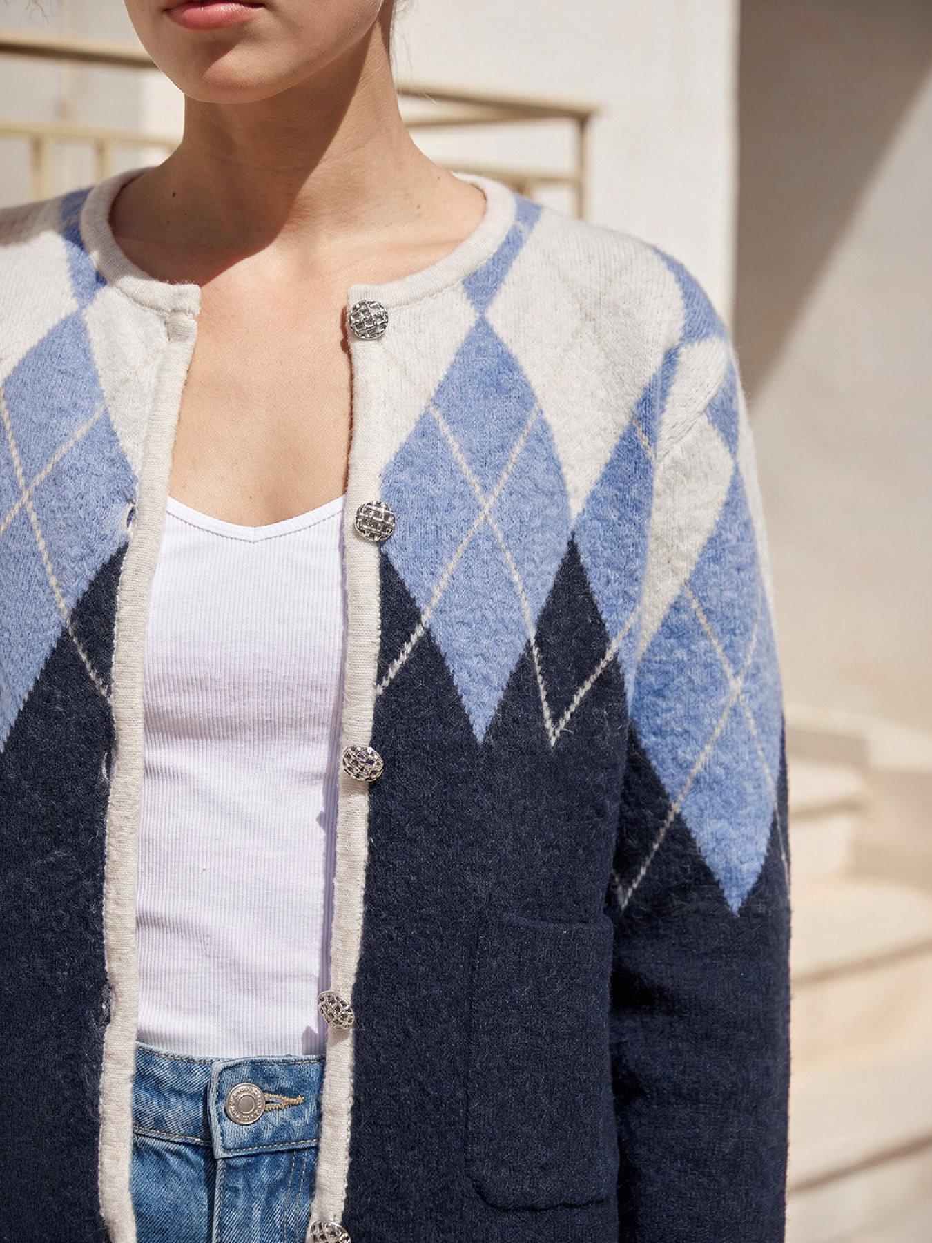 Image 2 of 4 of Roman Petite Argyle Cardigan