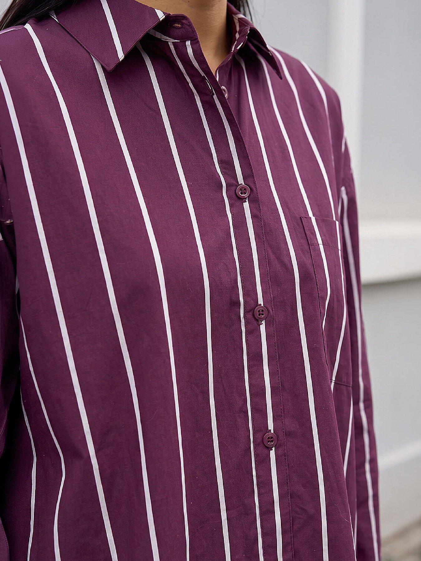 Image 2 of 4 of Roman Dusk Stripe Oversized Shirt