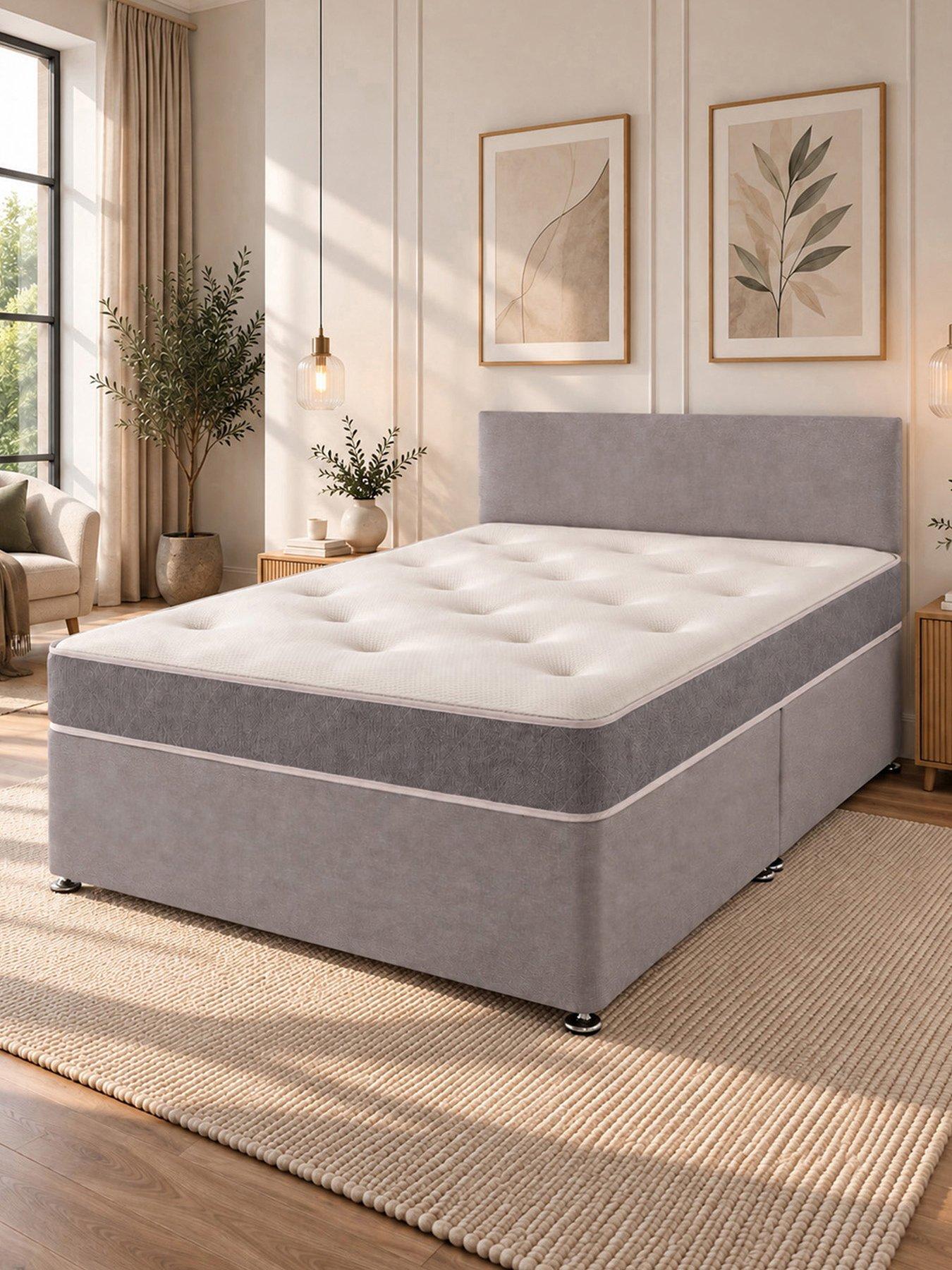 Image 1 of 7 of Aspire Essentials Bed Base &amp; Memory Mattress Set with Storage Options
